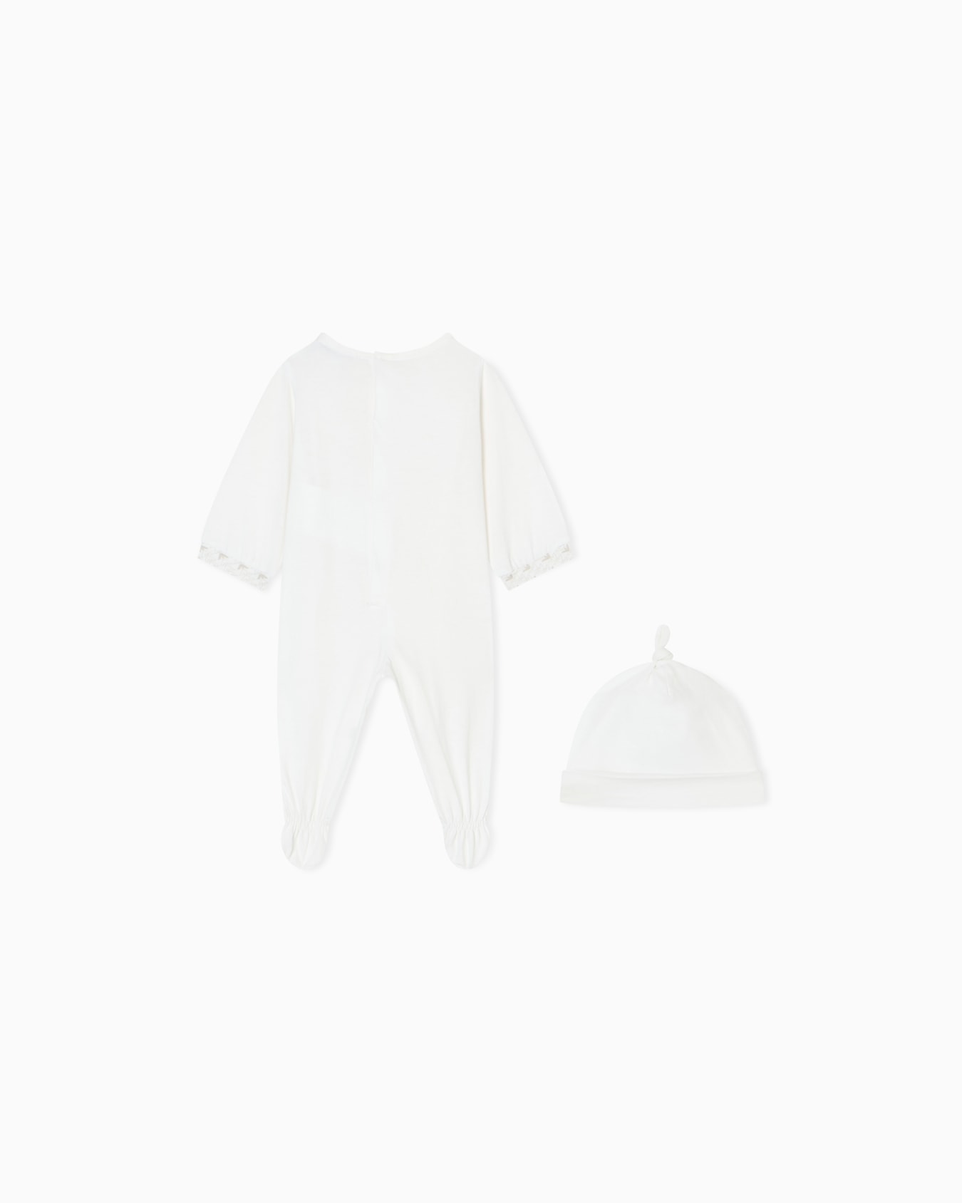 Jersey onesie and beanie set with op-art eagle detail Slide 2
