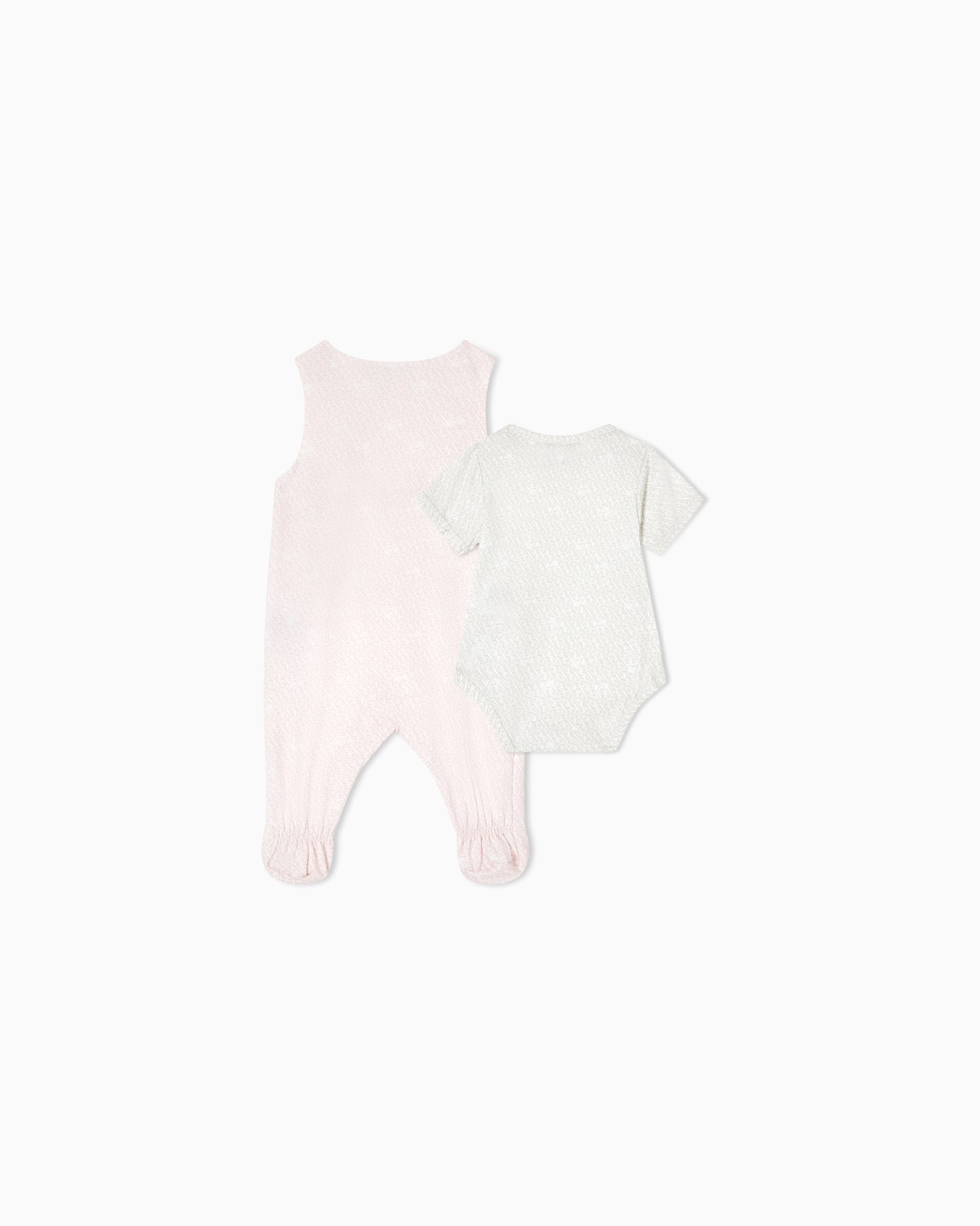 Jumpsuit and 2 bodysuits in all-over EA logo jersey Slide 1