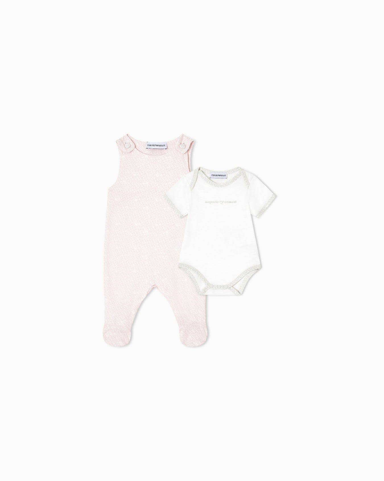 Jumpsuit and 2 bodysuits in all-over EA logo jersey Slide 2