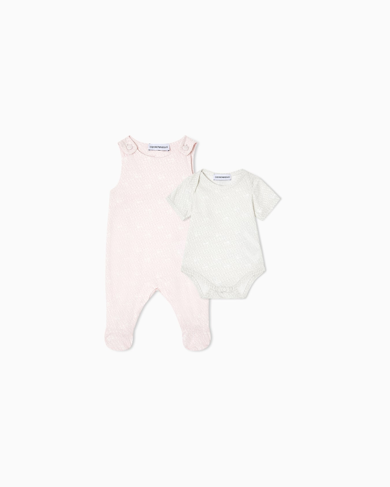 Jumpsuit and 2 bodysuits in all-over EA logo jersey Slide 0