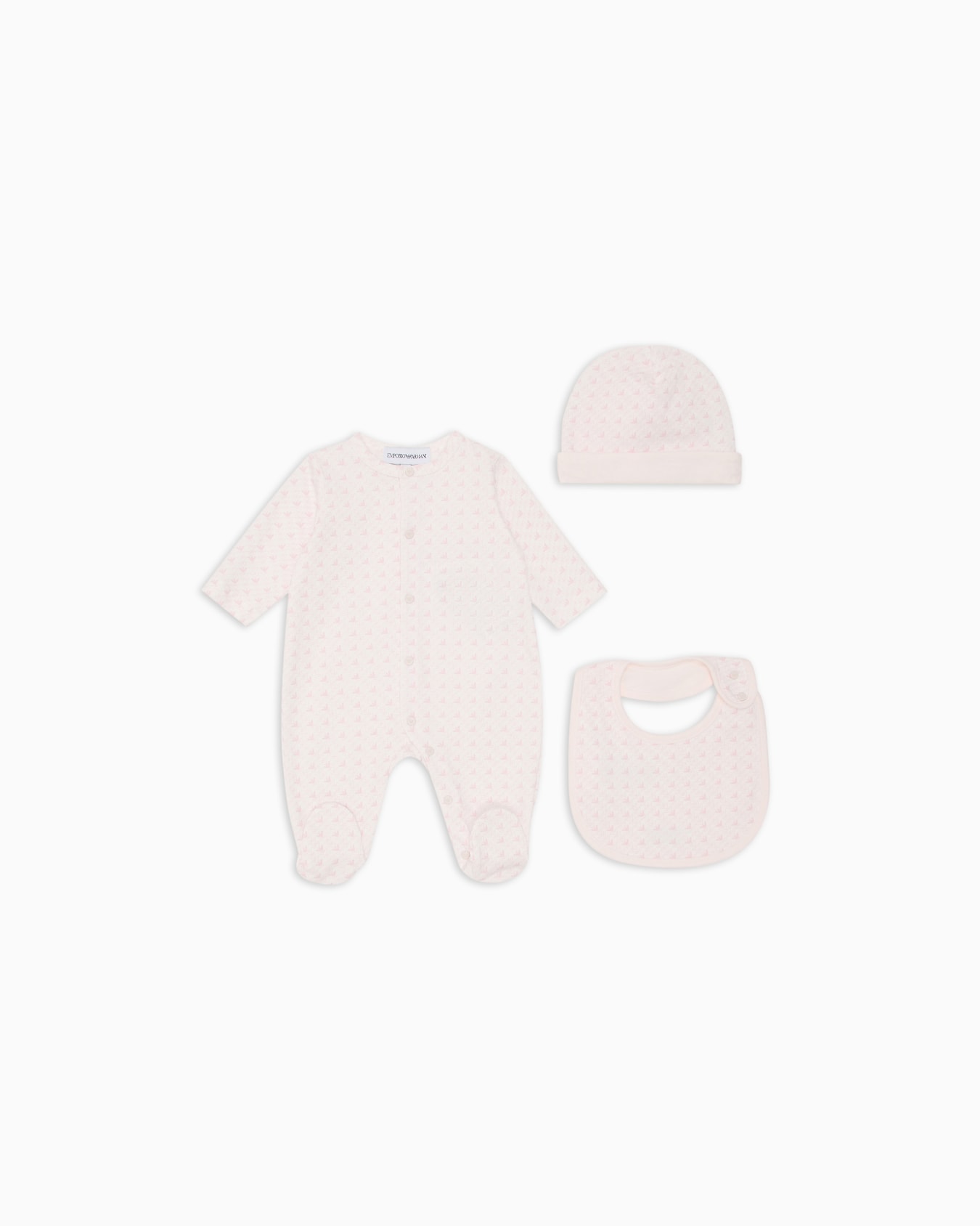 Jersey onesie, bib and beanie gift set with op-art eagles Slide 0