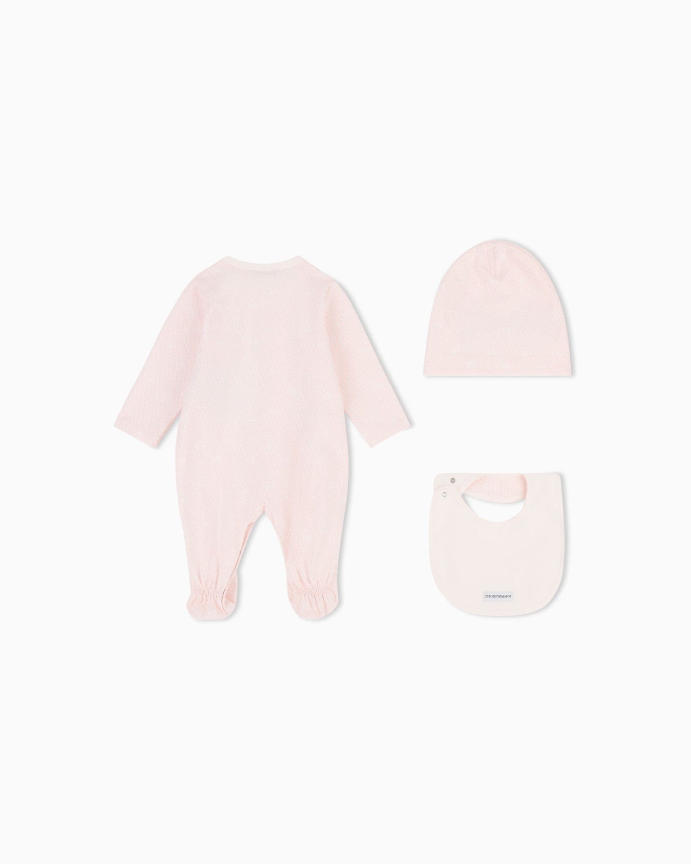 Jersey romper, bib and hat set with all-over EA logo Slide 2