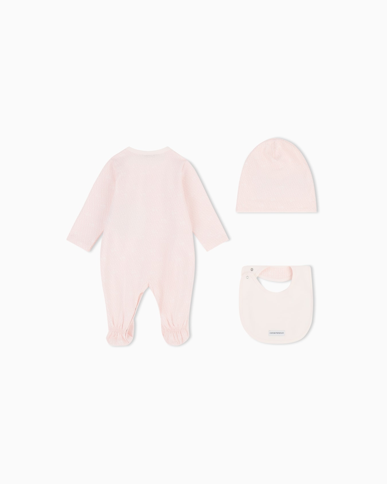 Jersey romper, bib and hat set with all-over EA logo Slide 2