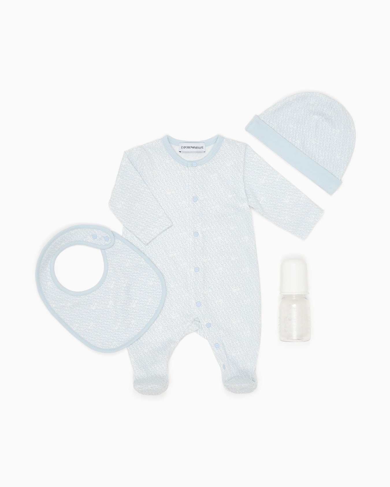 Jersey romper, bib and hat set with all-over EA logo Slide 3