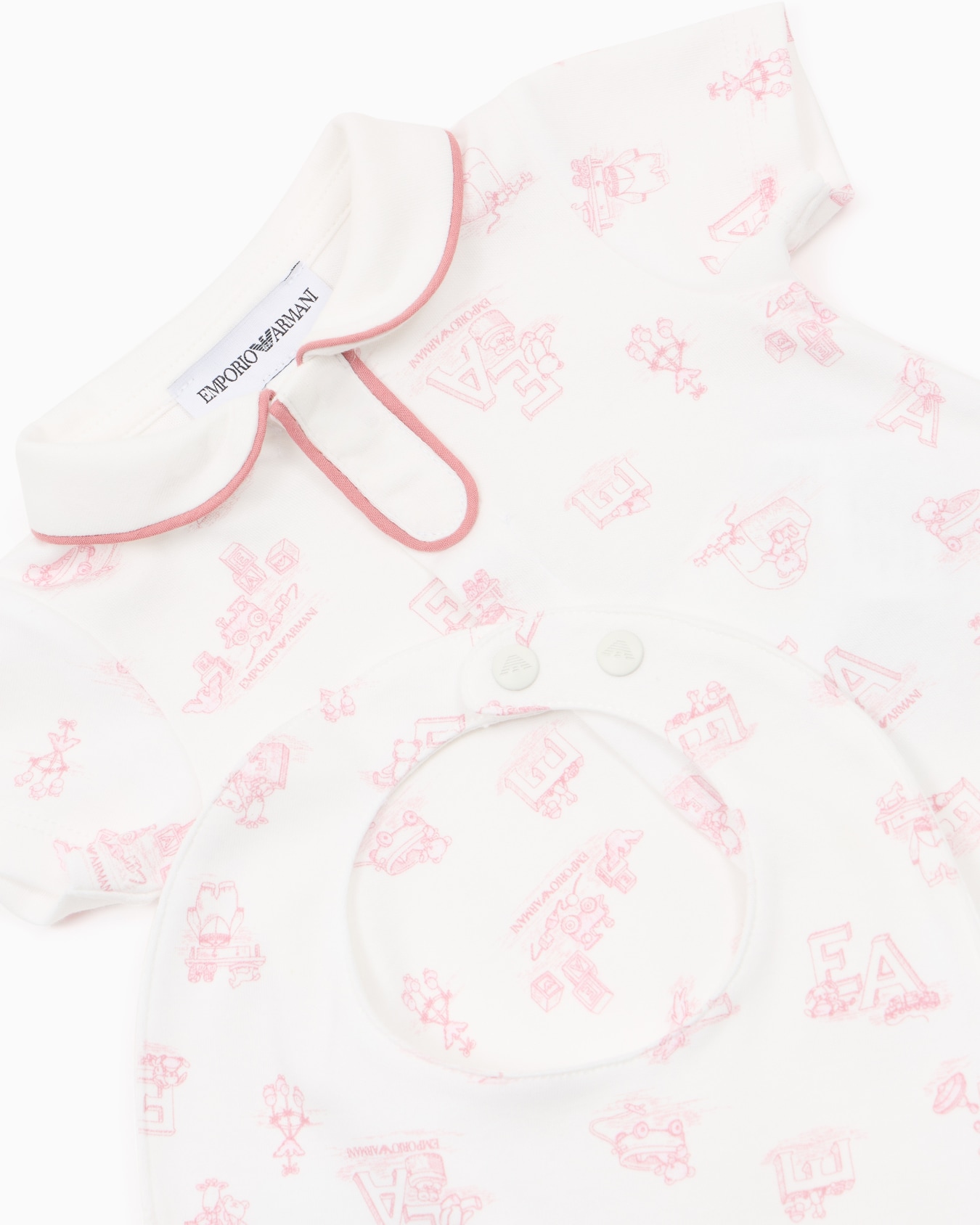 Sunday pattern interlock jersey romper and bib gift set Slide 1