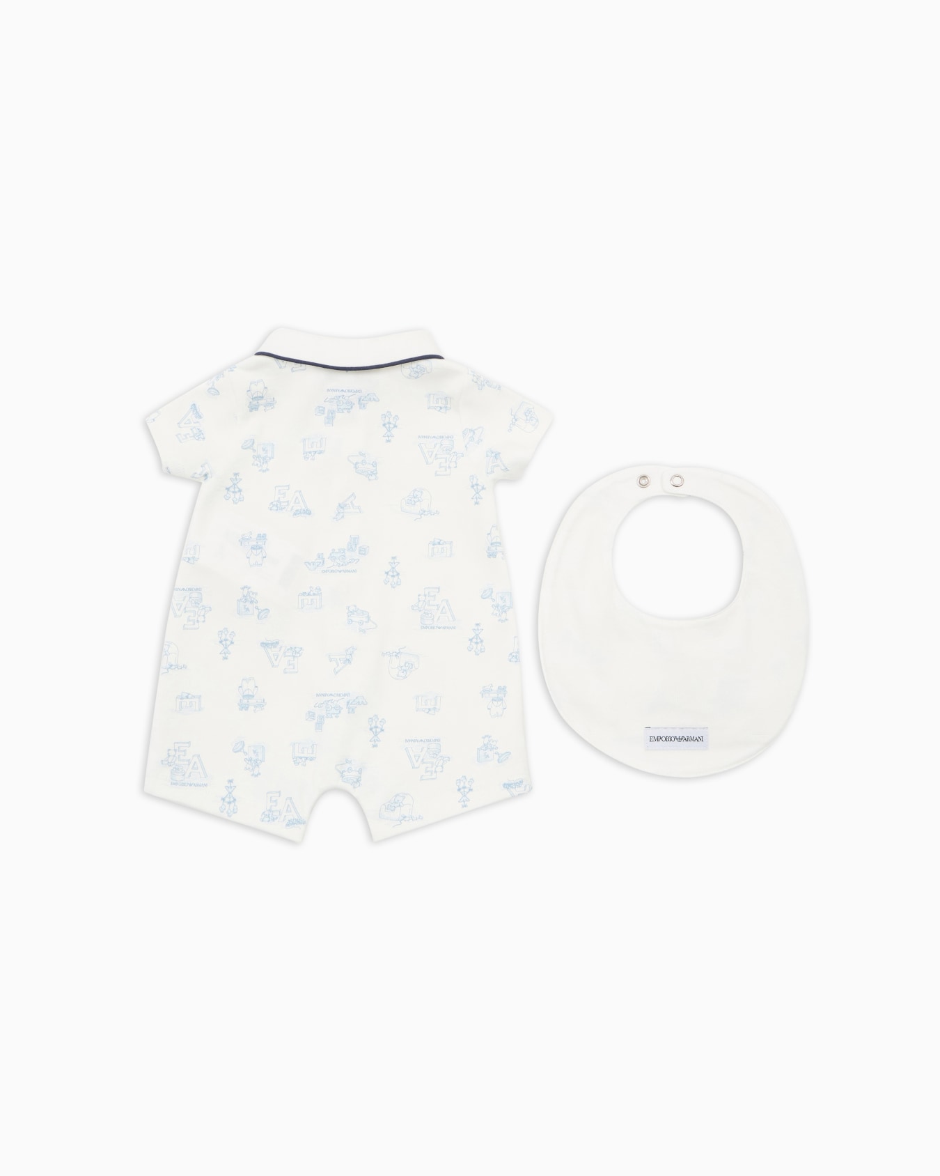 Sunday pattern interlock jersey romper and bib gift set Slide 2