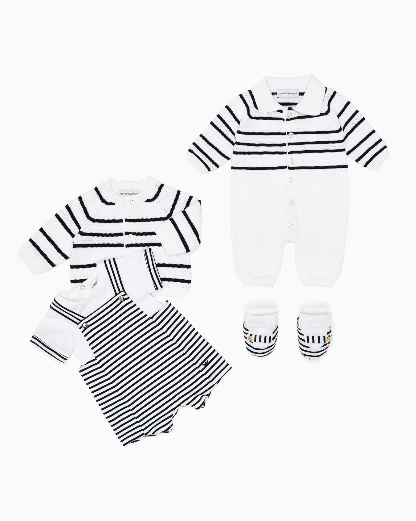 Striped piqué jersey romper and bodysuit set Slide 3