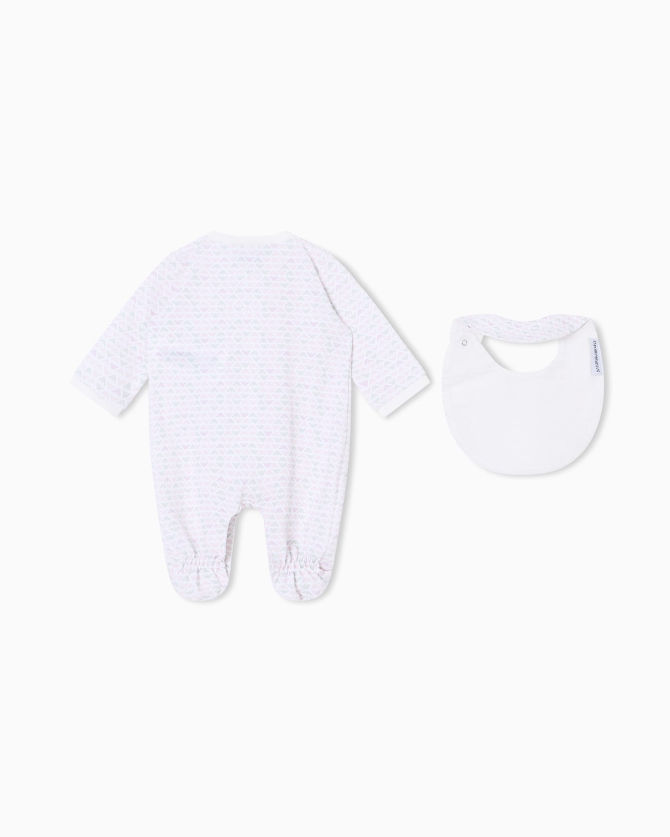 Piqué romper and bib set with all-over eagle Slide 2