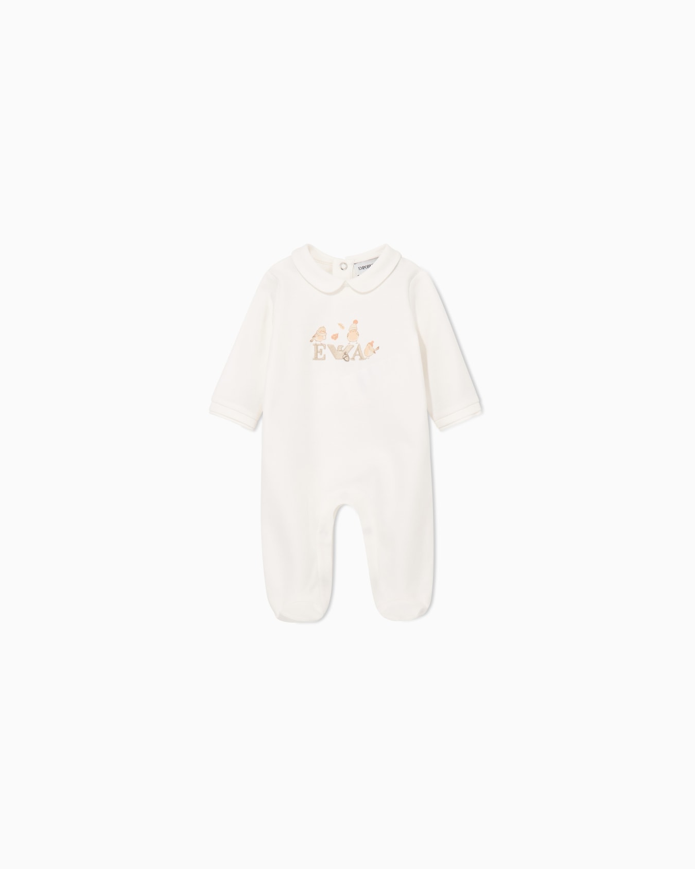 Cotton jumpsuit with a Peter Pan collar and embroidery 슬라이드 0
