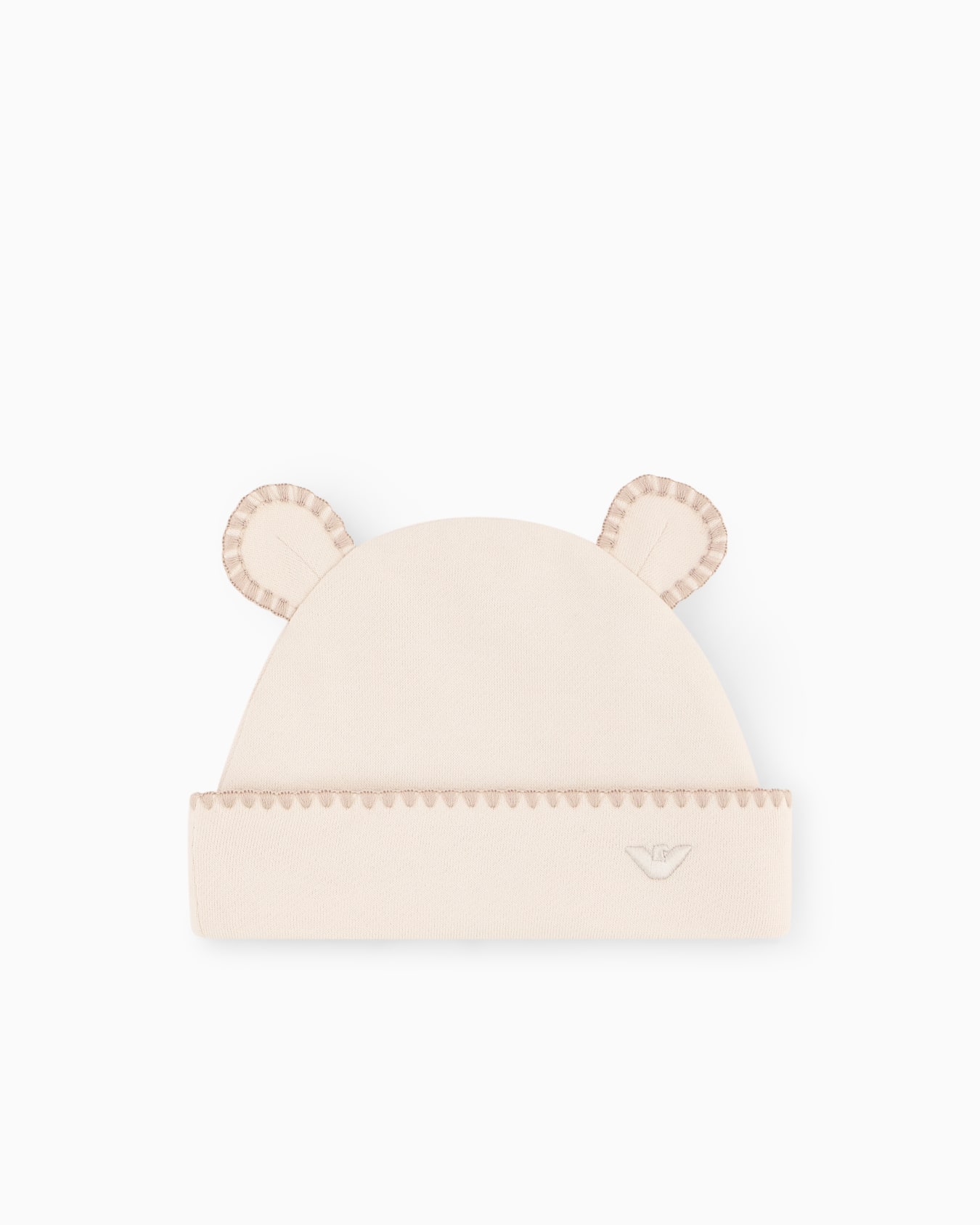 Cotton fleece beanie hat with bear ears and folded brim 슬라이드 0