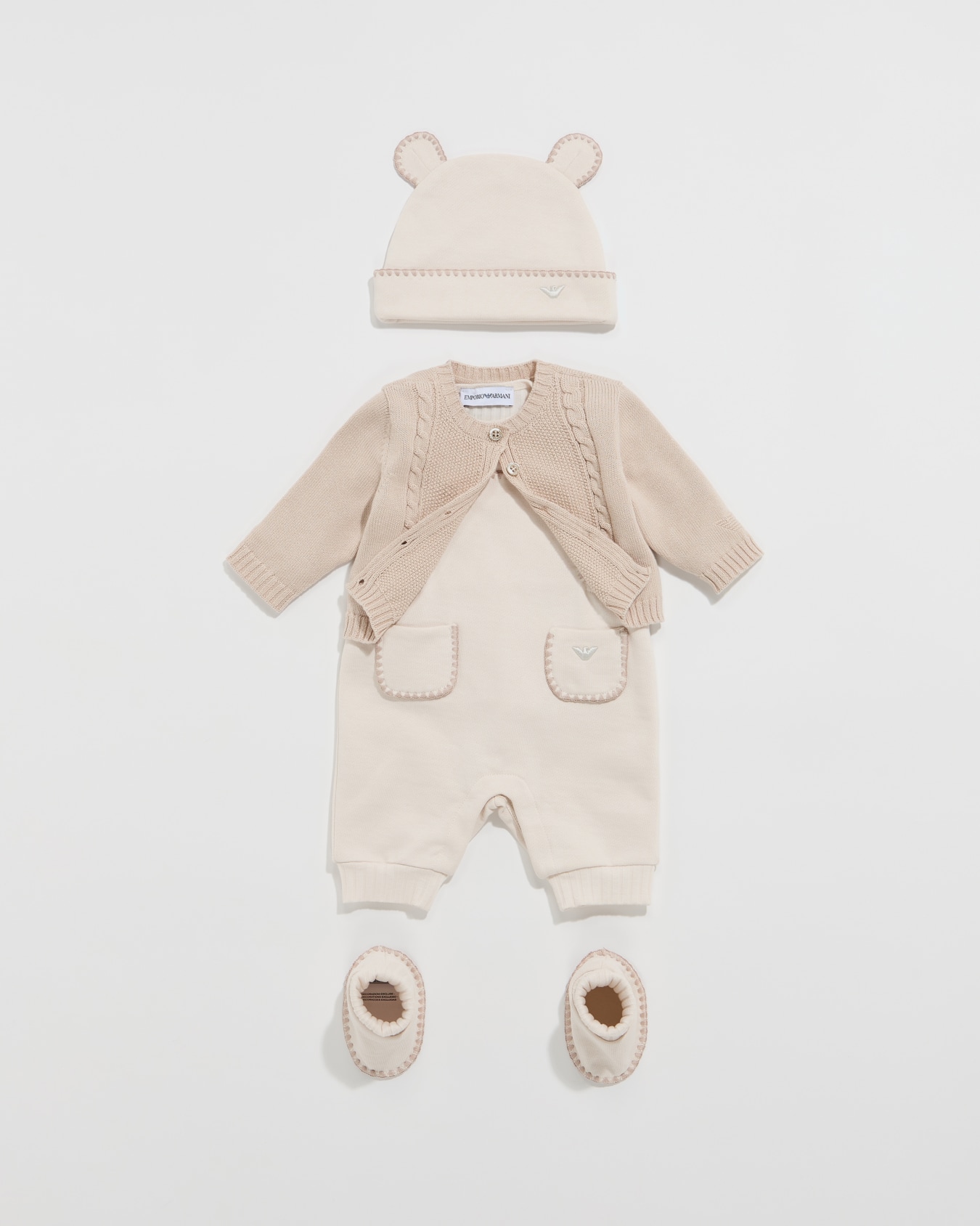 Cotton fleece beanie hat with bear ears and folded brim 슬라이드 2