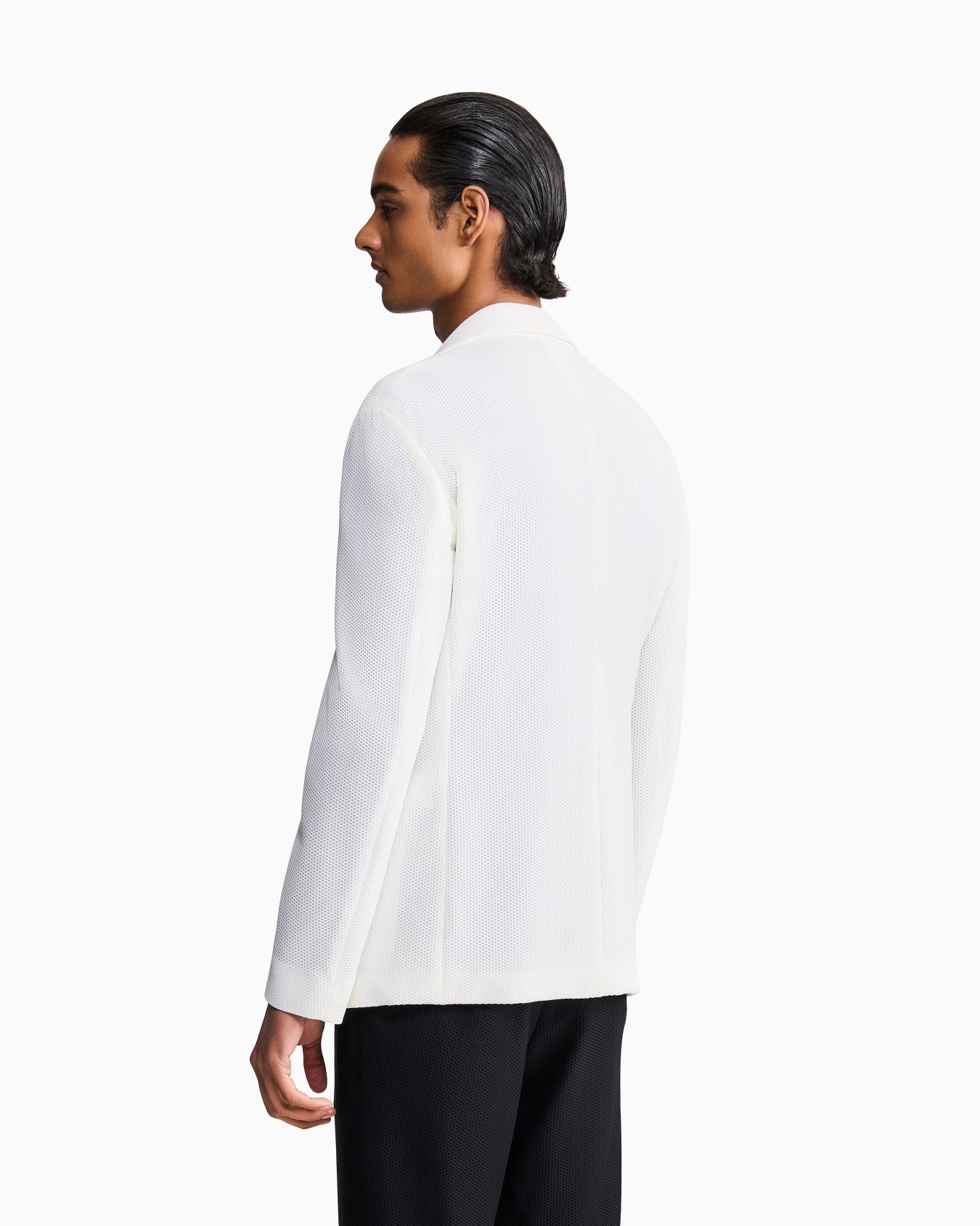 Single-breasted jacket in technical waffle fabric Slide 5