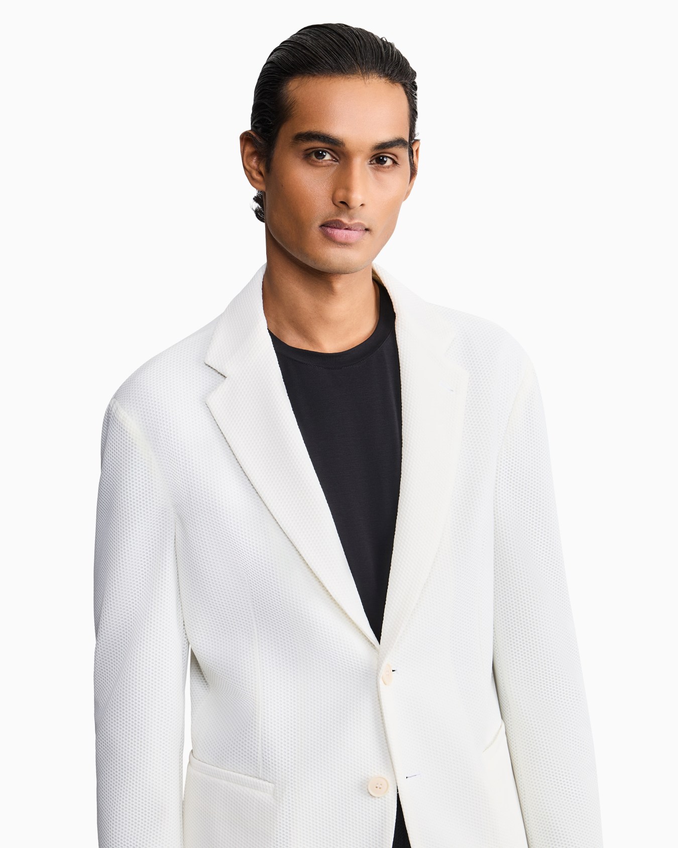 Single-breasted jacket in technical waffle fabric Slide 6