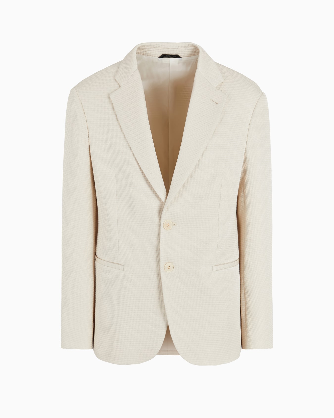 Single-breasted jacket in a quilted silk blend Slide 0