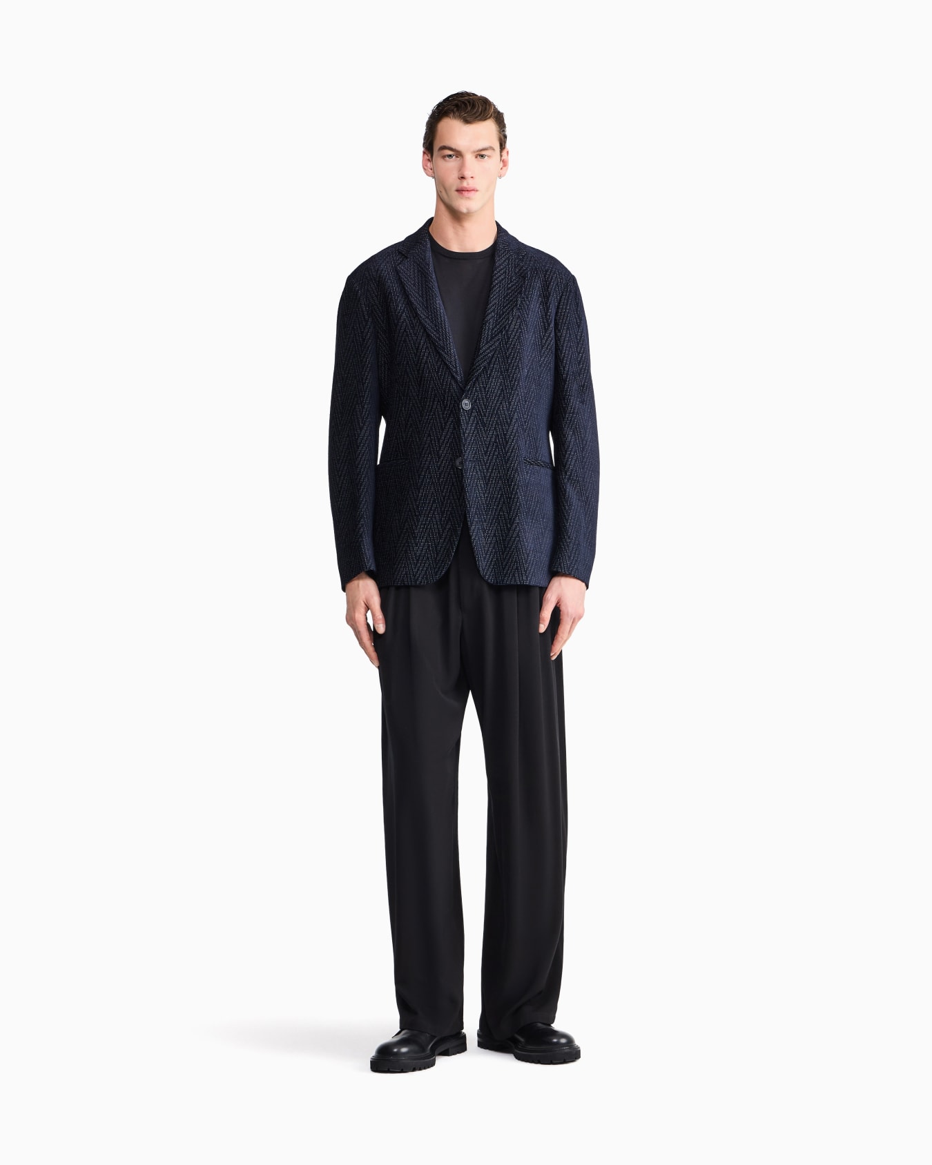 Blazer regular fit with silk and chenille macro chevron Slide 1