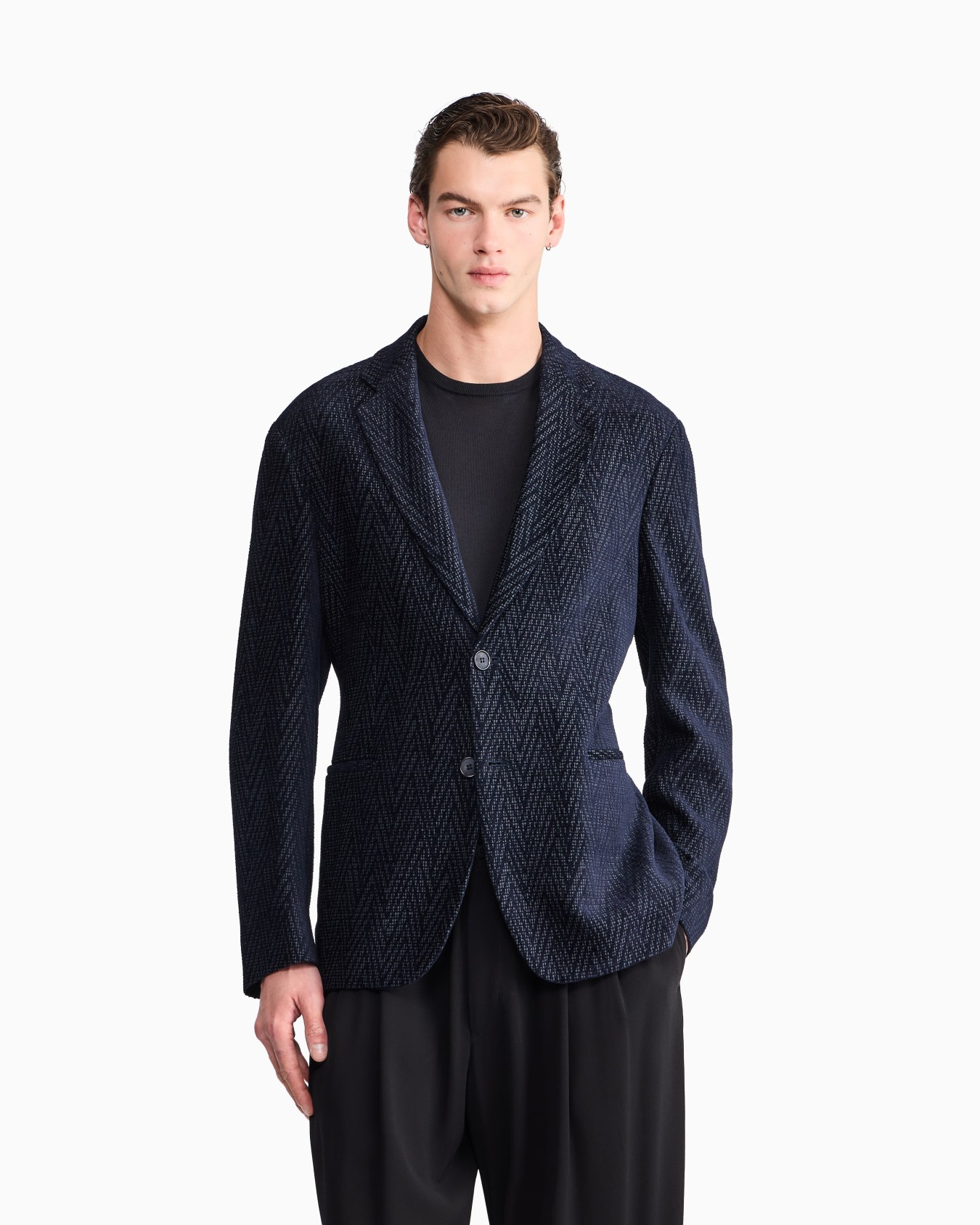 Blazer regular fit with silk and chenille macro chevron Slide 3