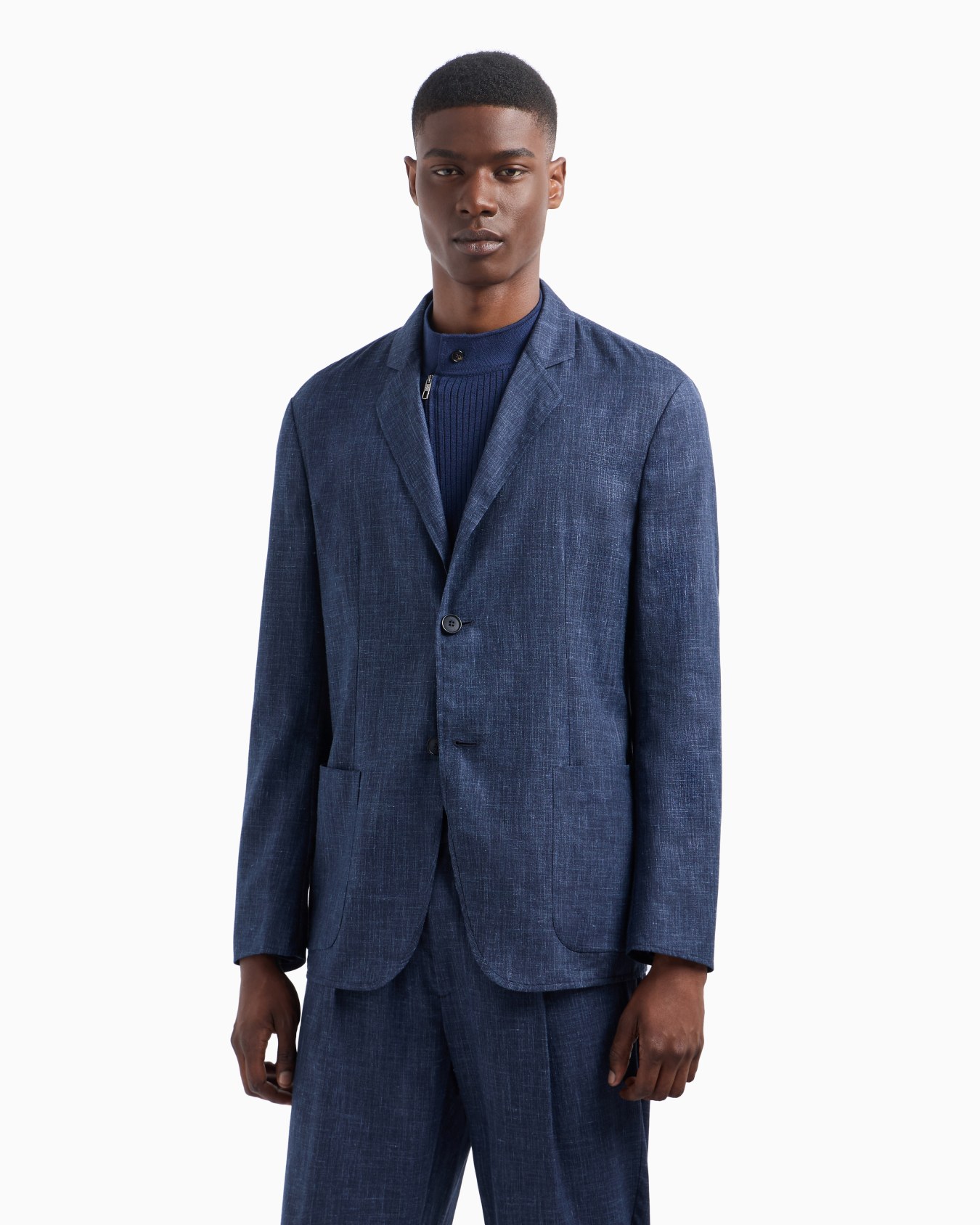 Wool and silk canvas single-breasted jacket Slide 4