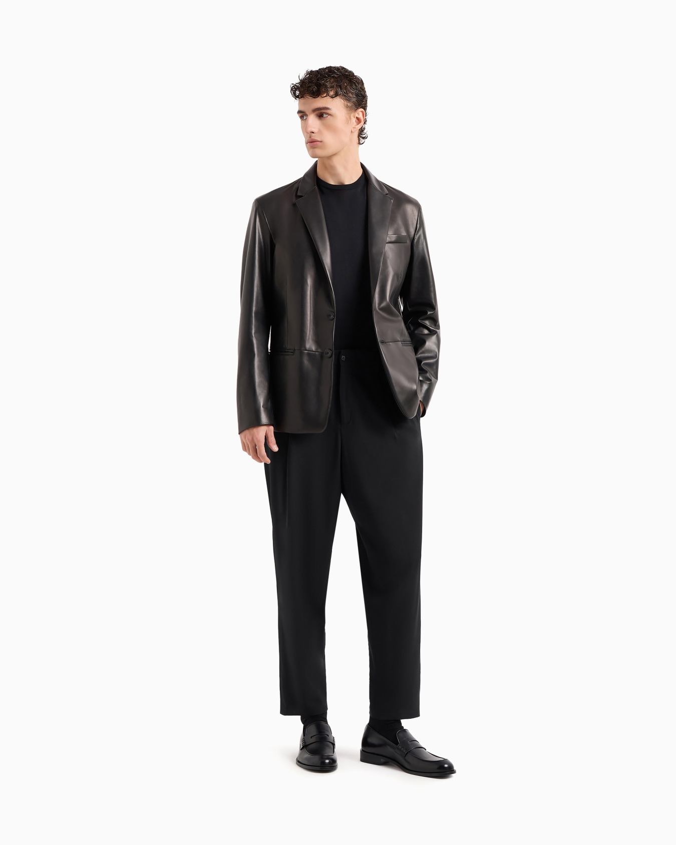 Single-breasted, nappa-leather jacket Slide 1
