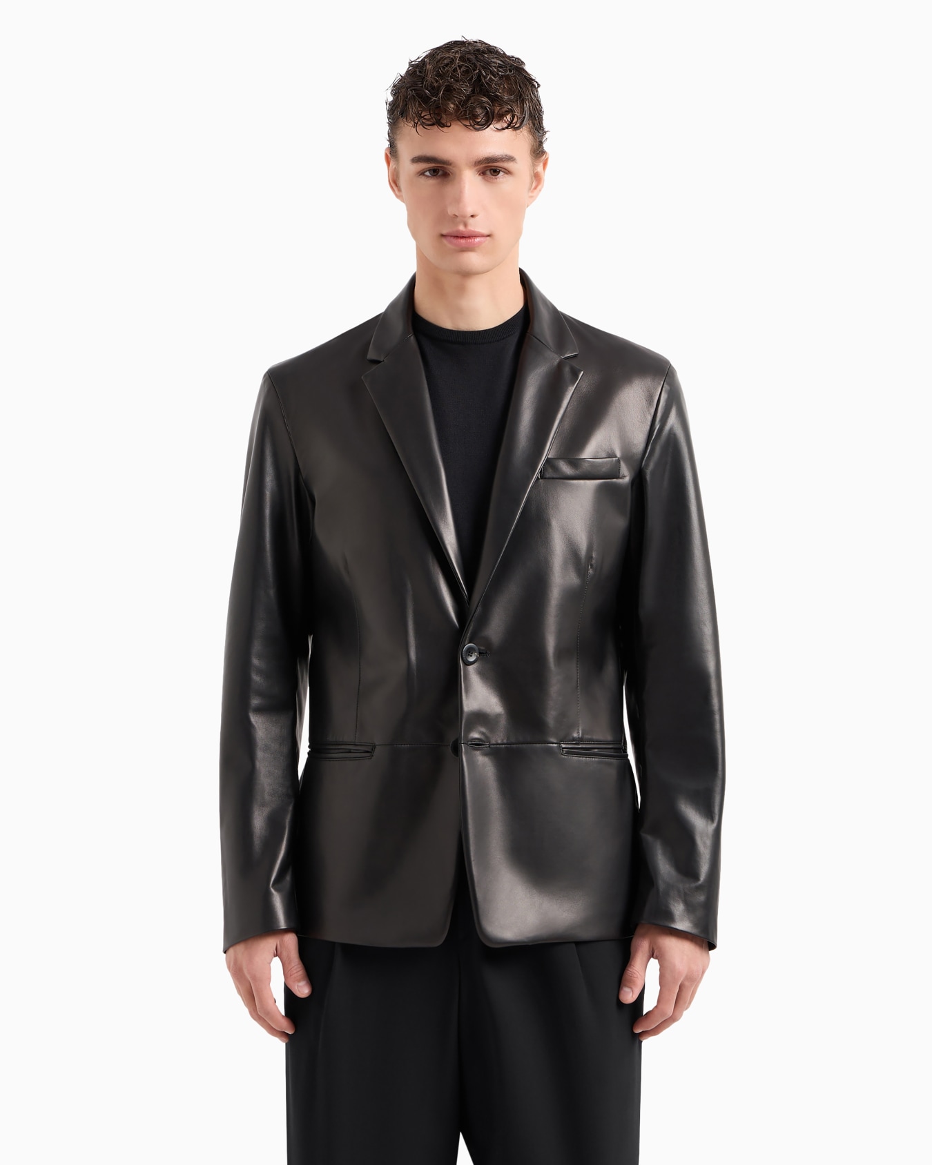 Single-breasted, nappa-leather jacket Slide 3
