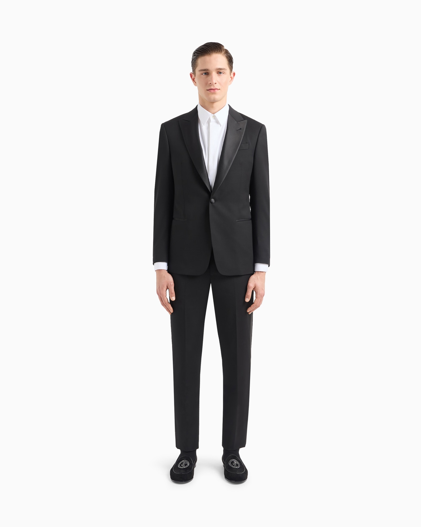 Single-breasted Soft line tuxedo in virgin wool Slide 3