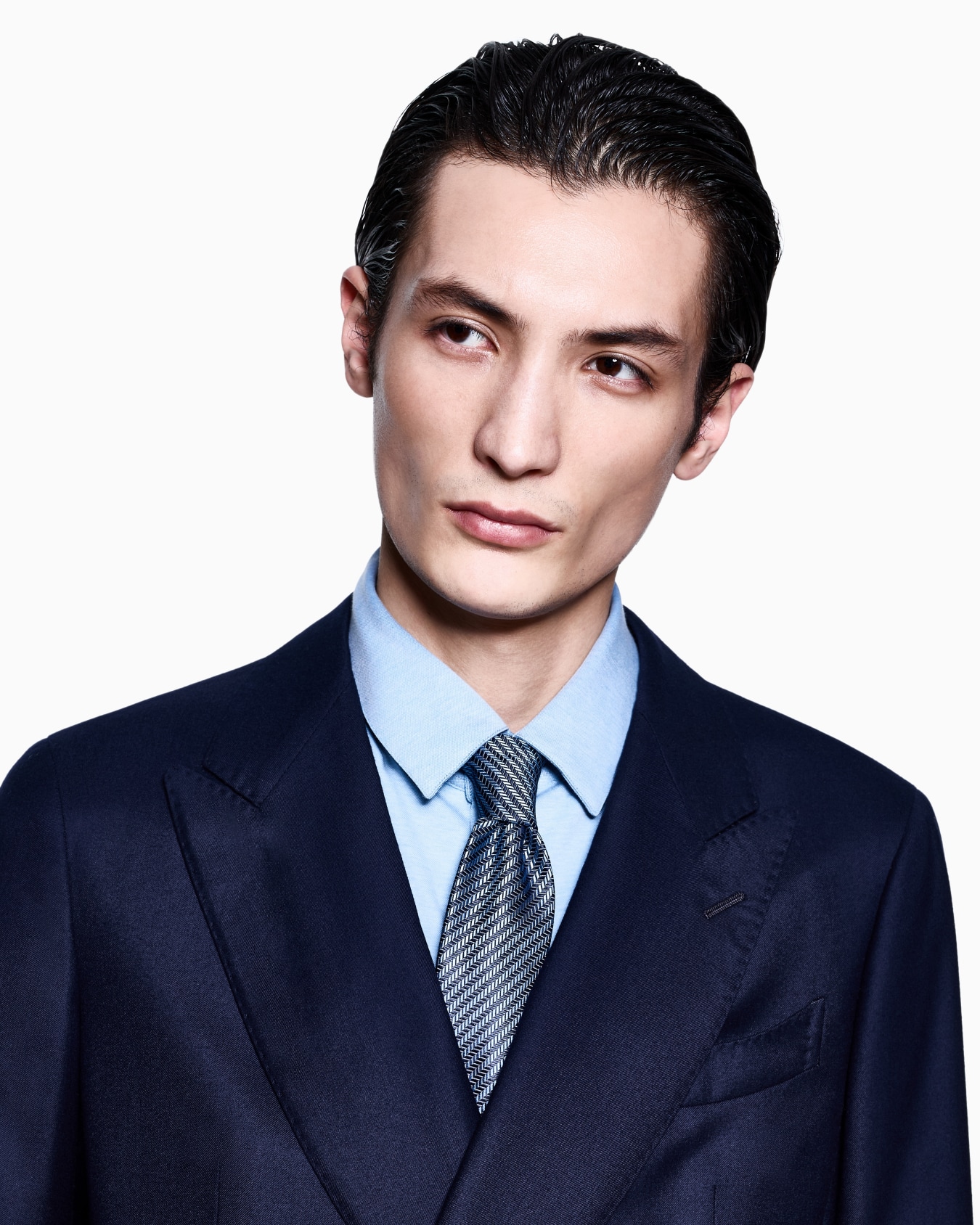 Camicia slim fit in jersey di misto cotone melange Slide 4