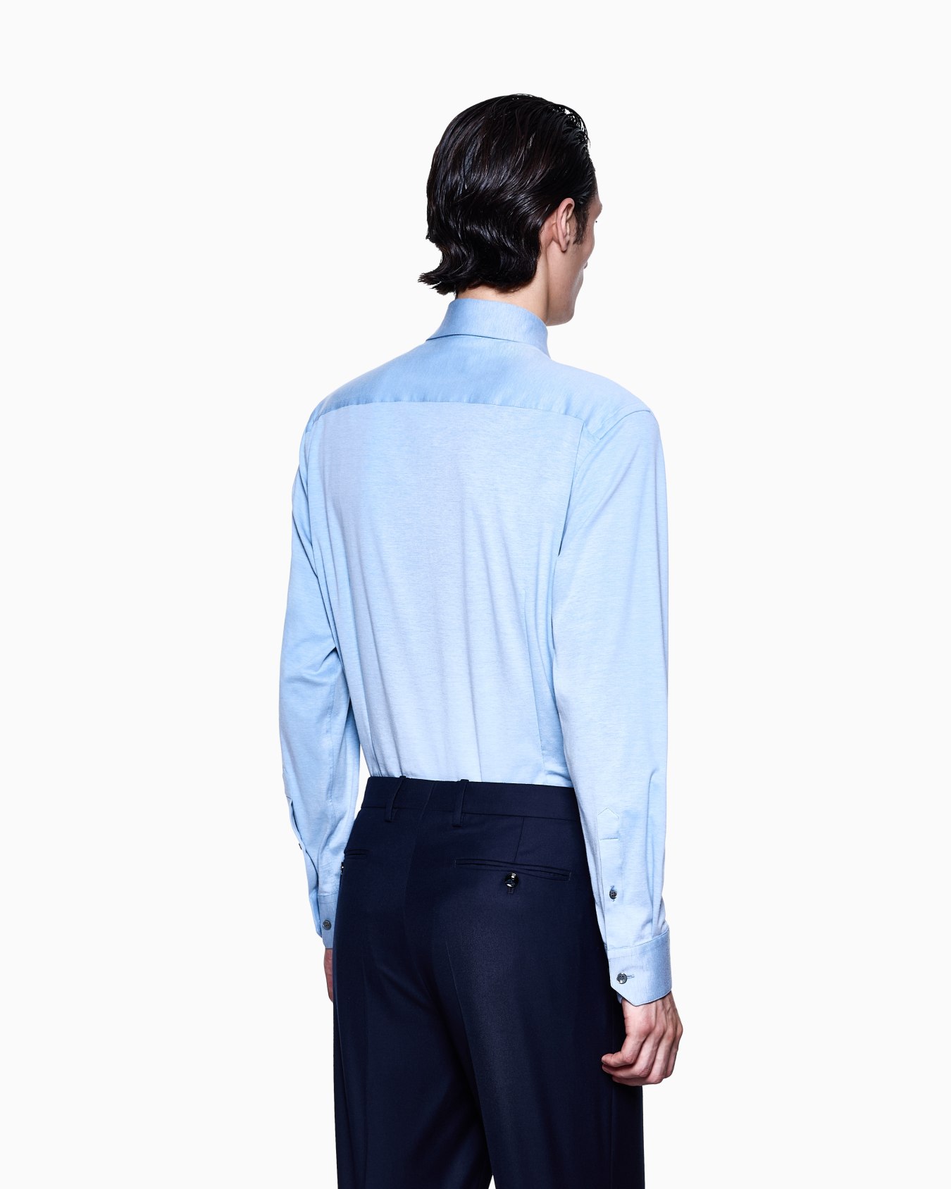 Camicia slim fit in jersey di misto cotone melange Slide 2