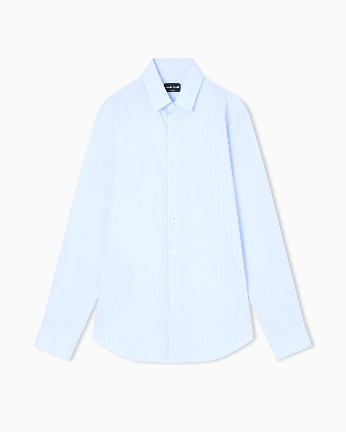 Slim-fit shirt in striped stretch cotton-blend jersey Slide 0