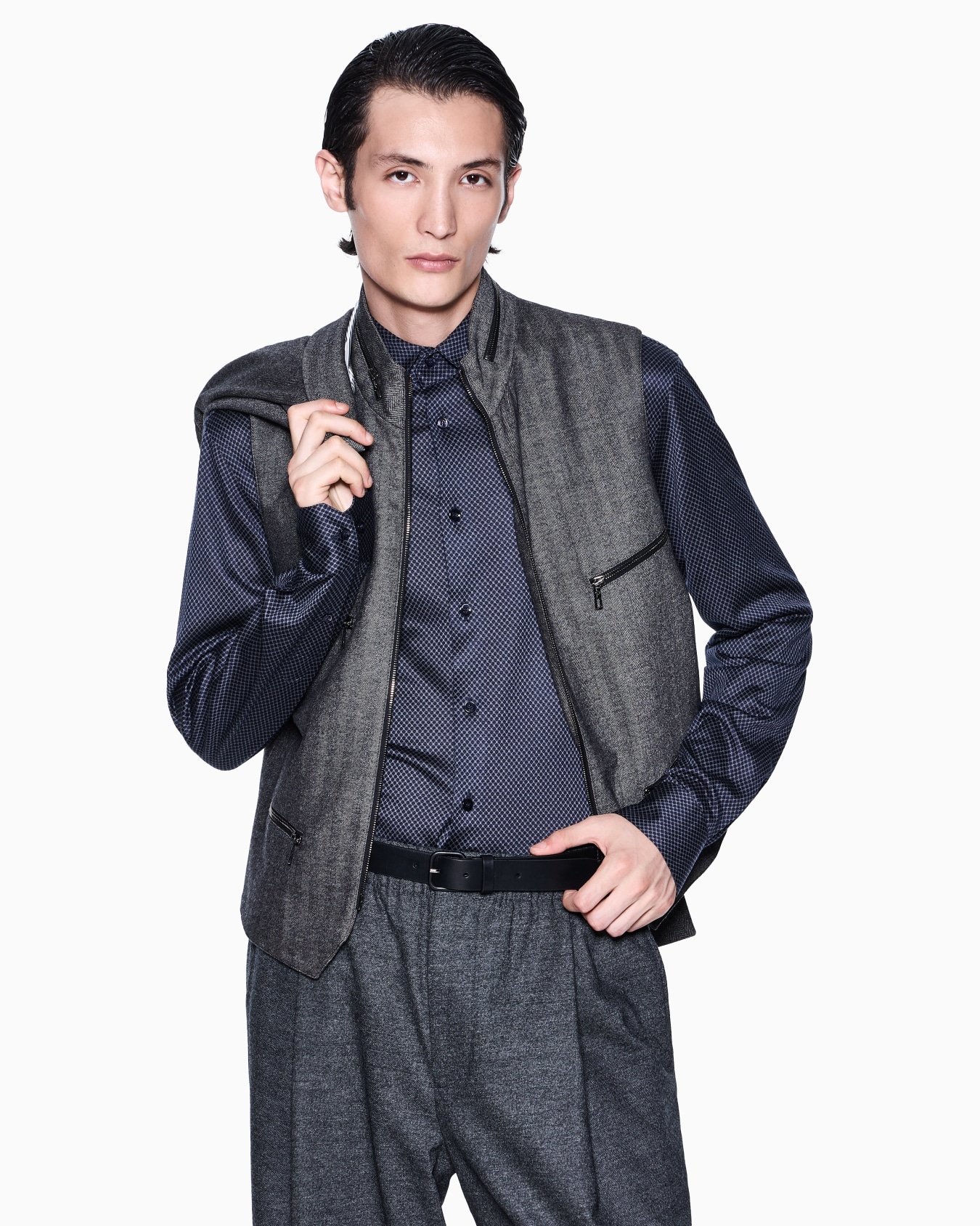 Slim Fit-Hemd aus Seiden-Jersey und Baumwolle in Mikro-Jacquard-Stoff Folie 5