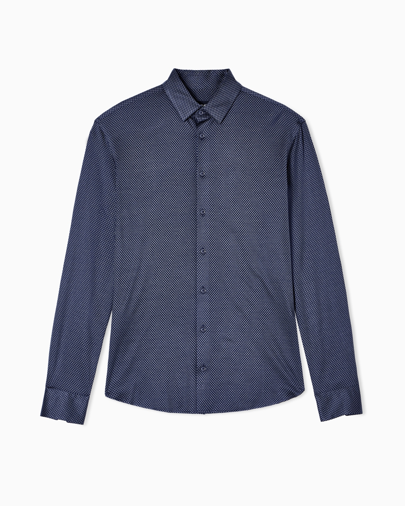 Slim Fit-Hemd aus Seiden-Jersey und Baumwolle in Mikro-Jacquard-Stoff Folie 0
