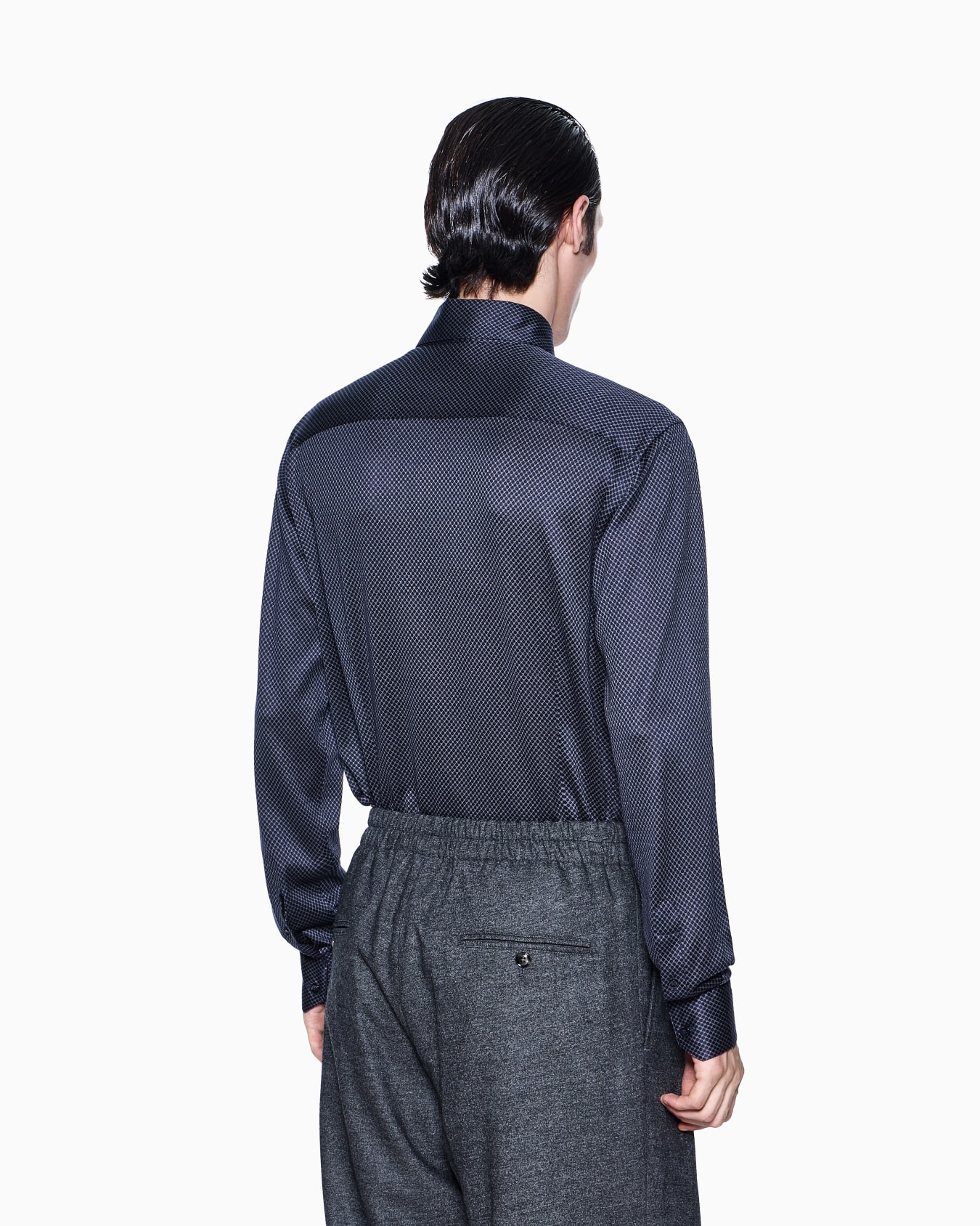 Slim Fit-Hemd aus Seiden-Jersey und Baumwolle in Mikro-Jacquard-Stoff Folie 2