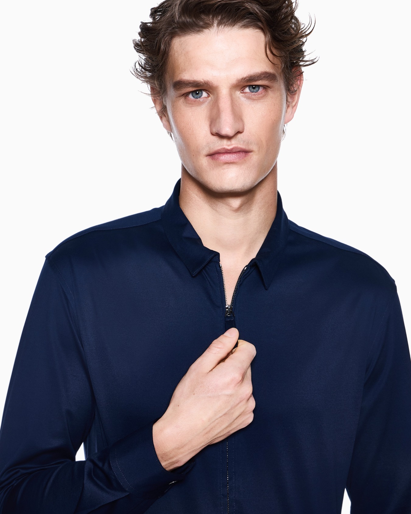 Pure cotton-jersey zip-up shirt Slide 4