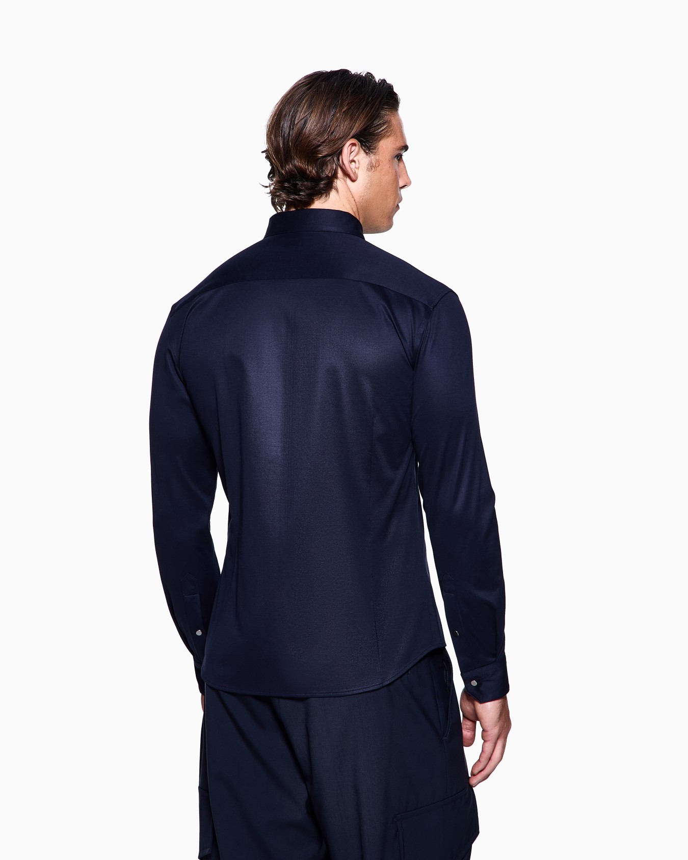 Slim-fit cotton interlock shirt with zip Slide 5