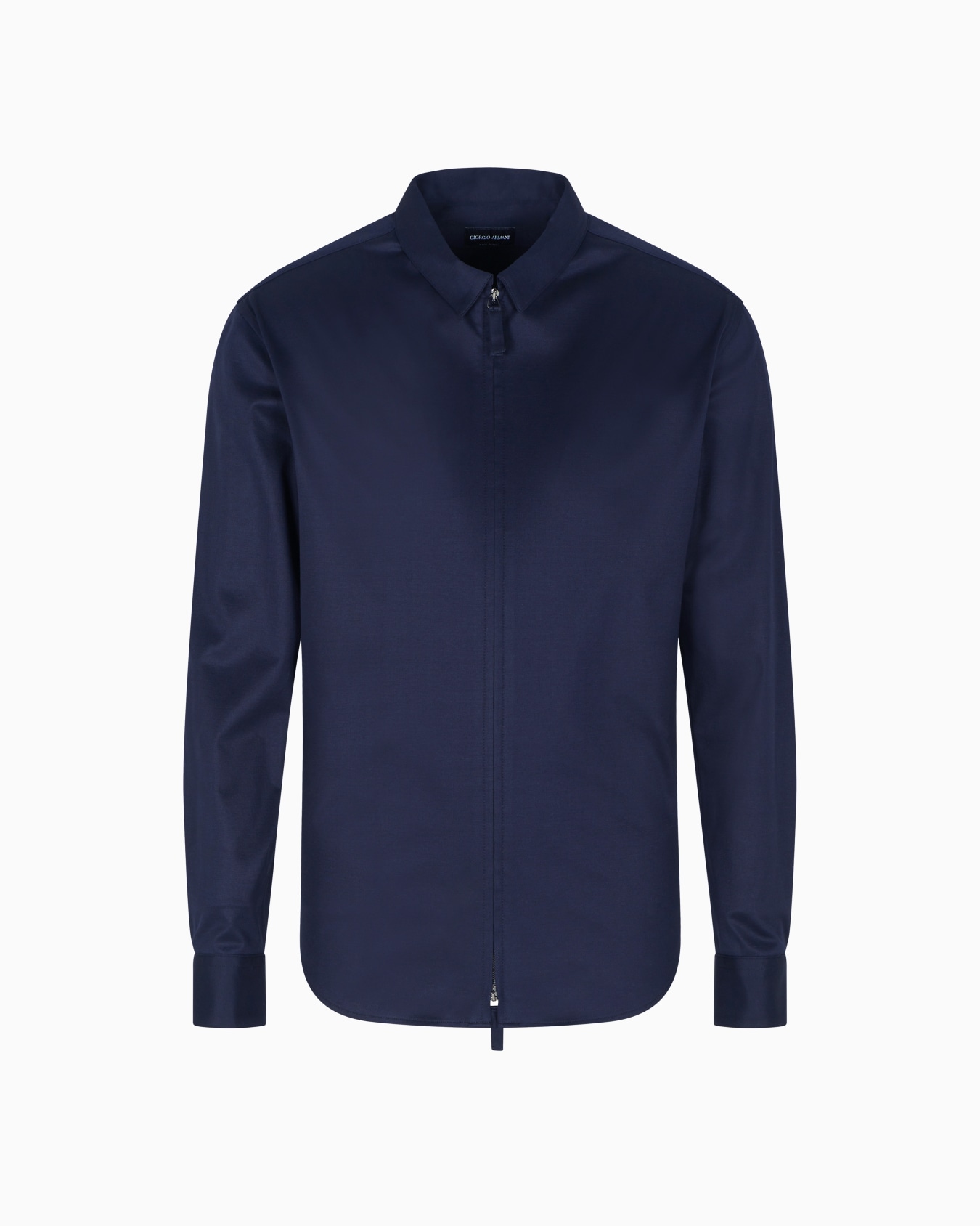 Slim-fit cotton interlock shirt with zip Slide 0