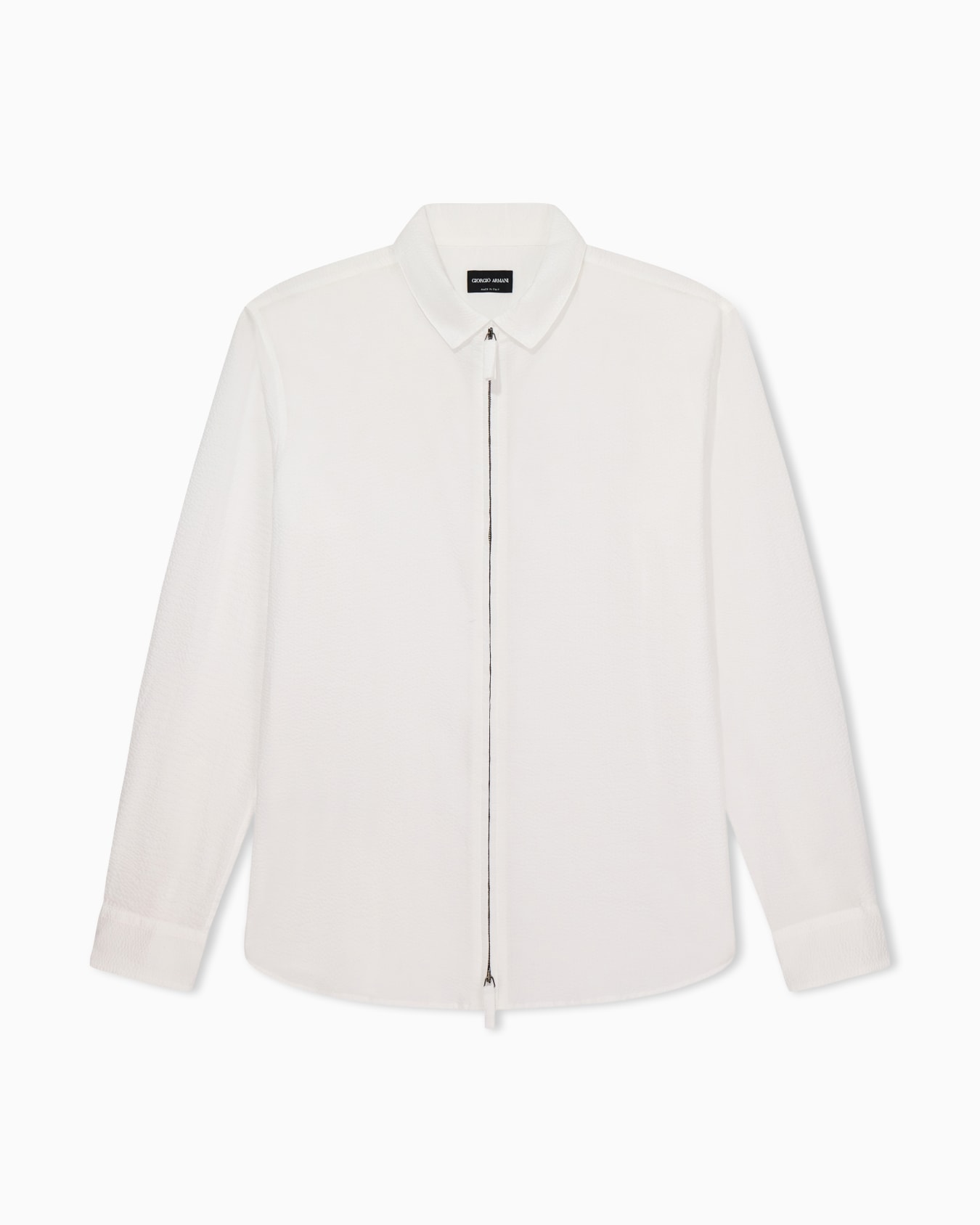 Chemise coupe slim à fermeture zippée en coton seersucker Diapositive 0