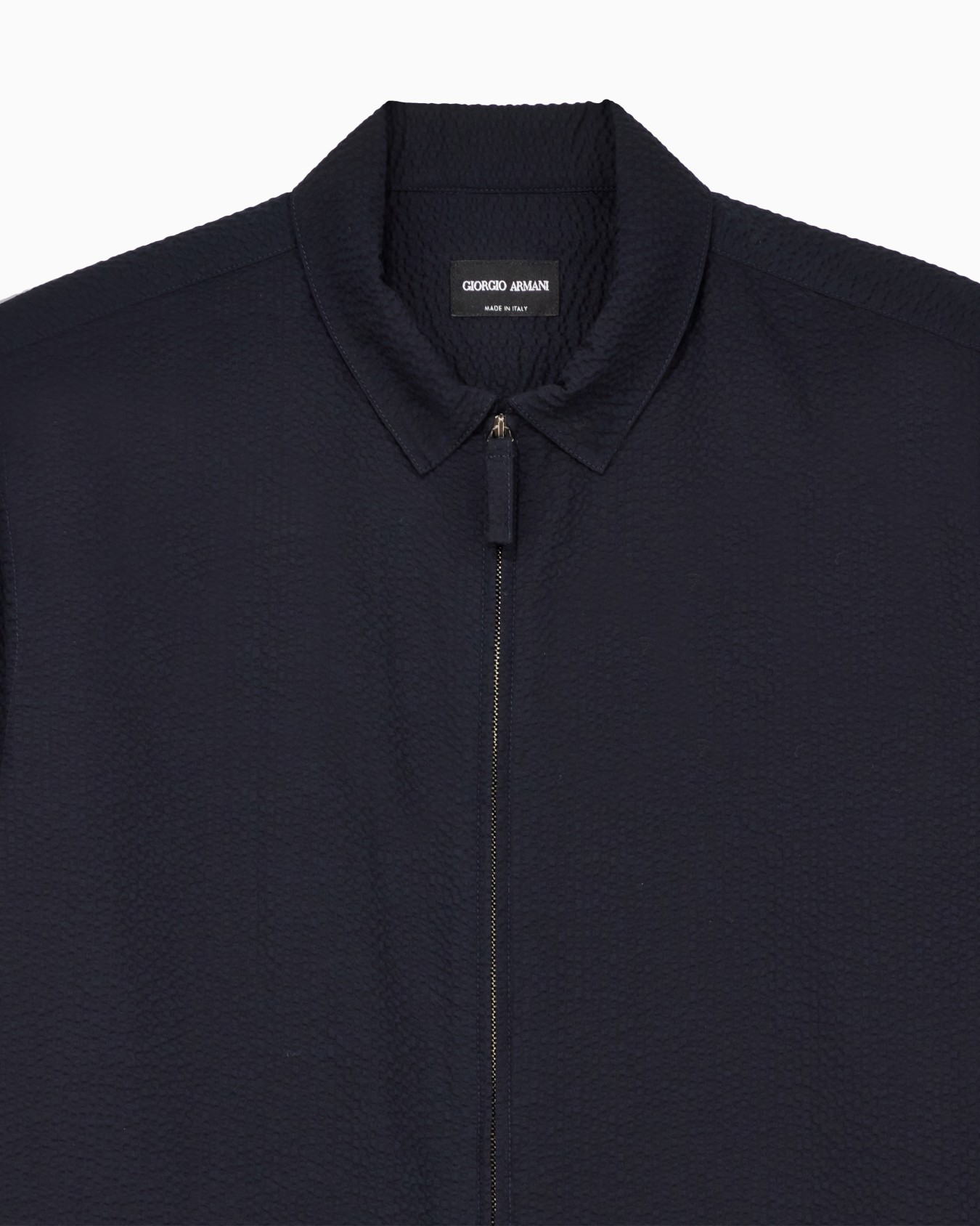Slim-fit cotton seersucker shirt with zip Slide 5