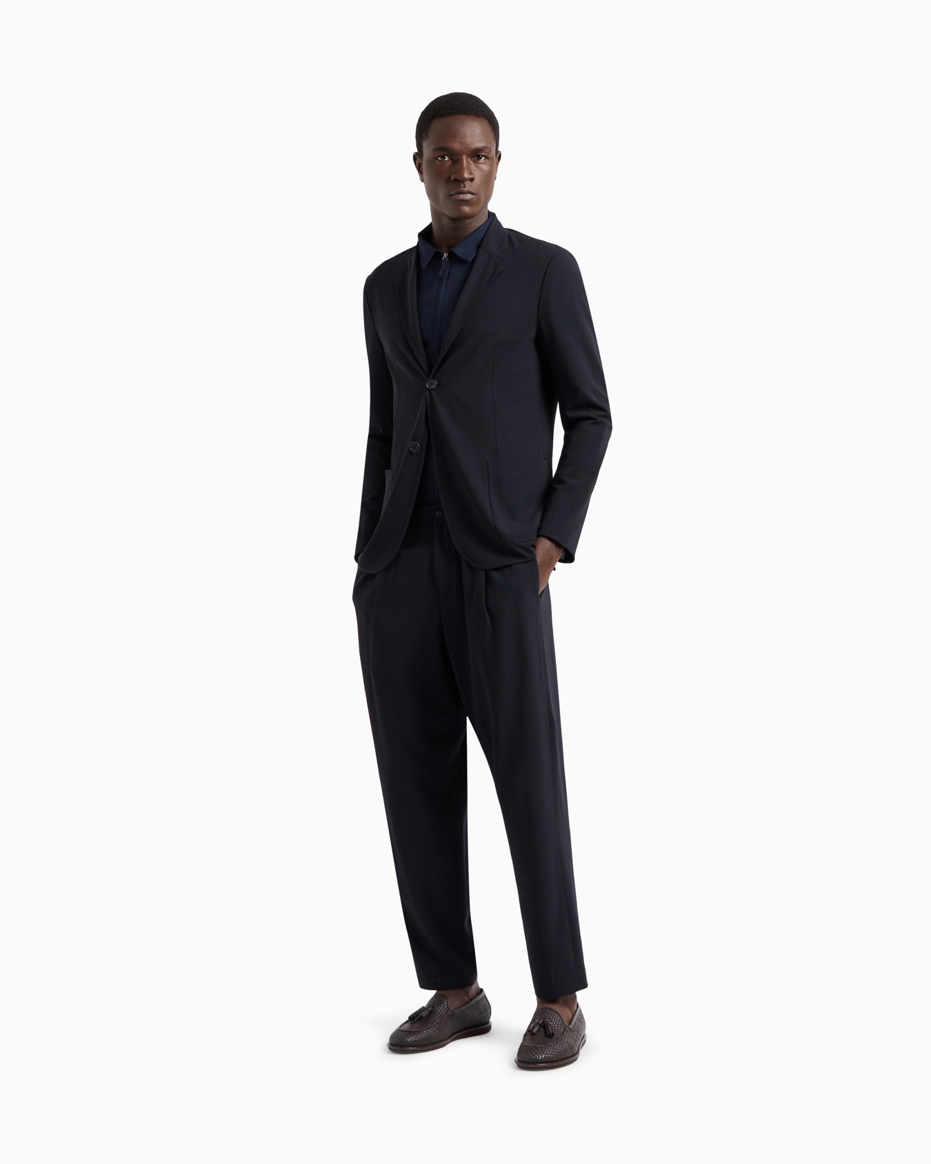 Chemise coupe slim à fermeture zippée en coton seersucker Diapositive 2