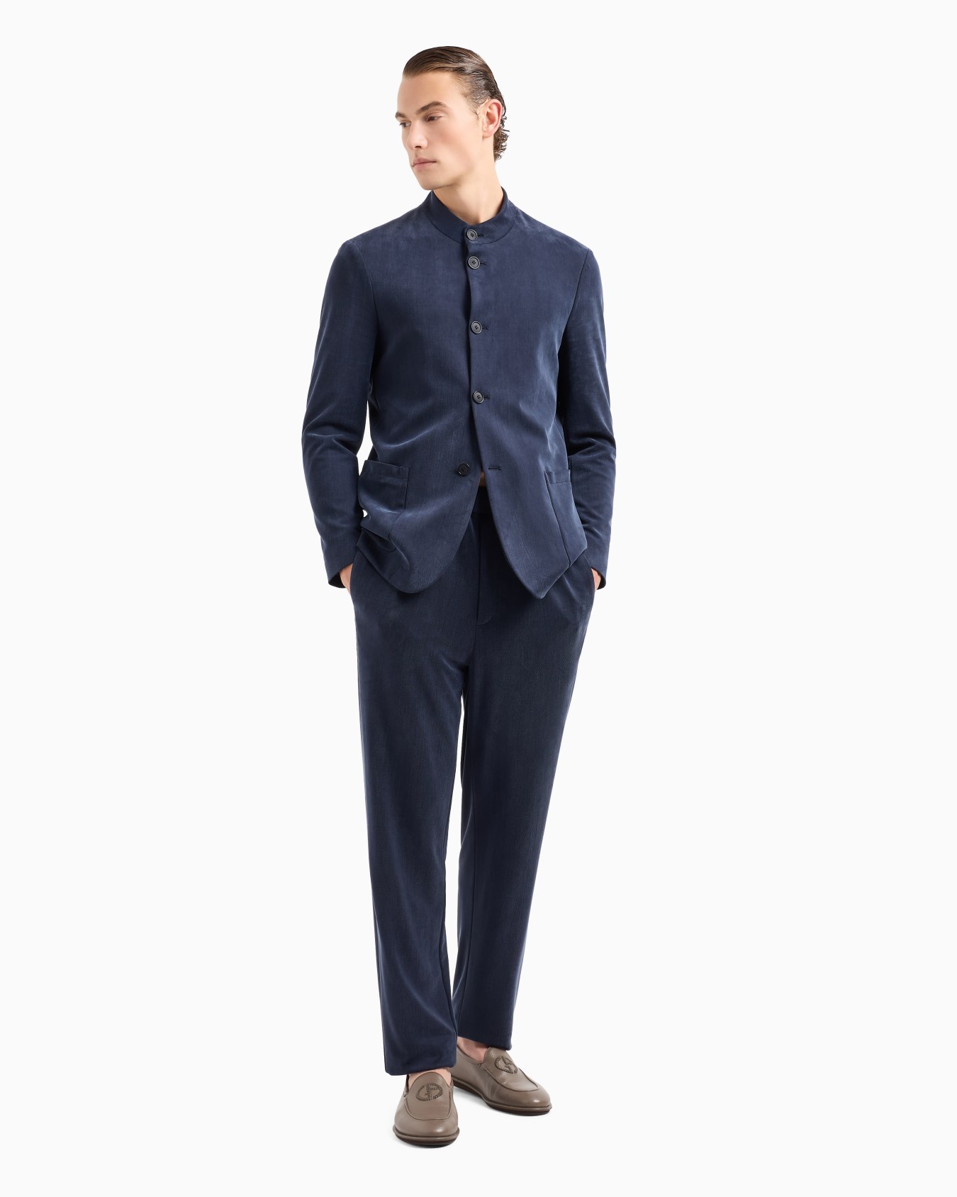 Camisa slim fit de algodón con estampado y cremallera Diapositiva 3