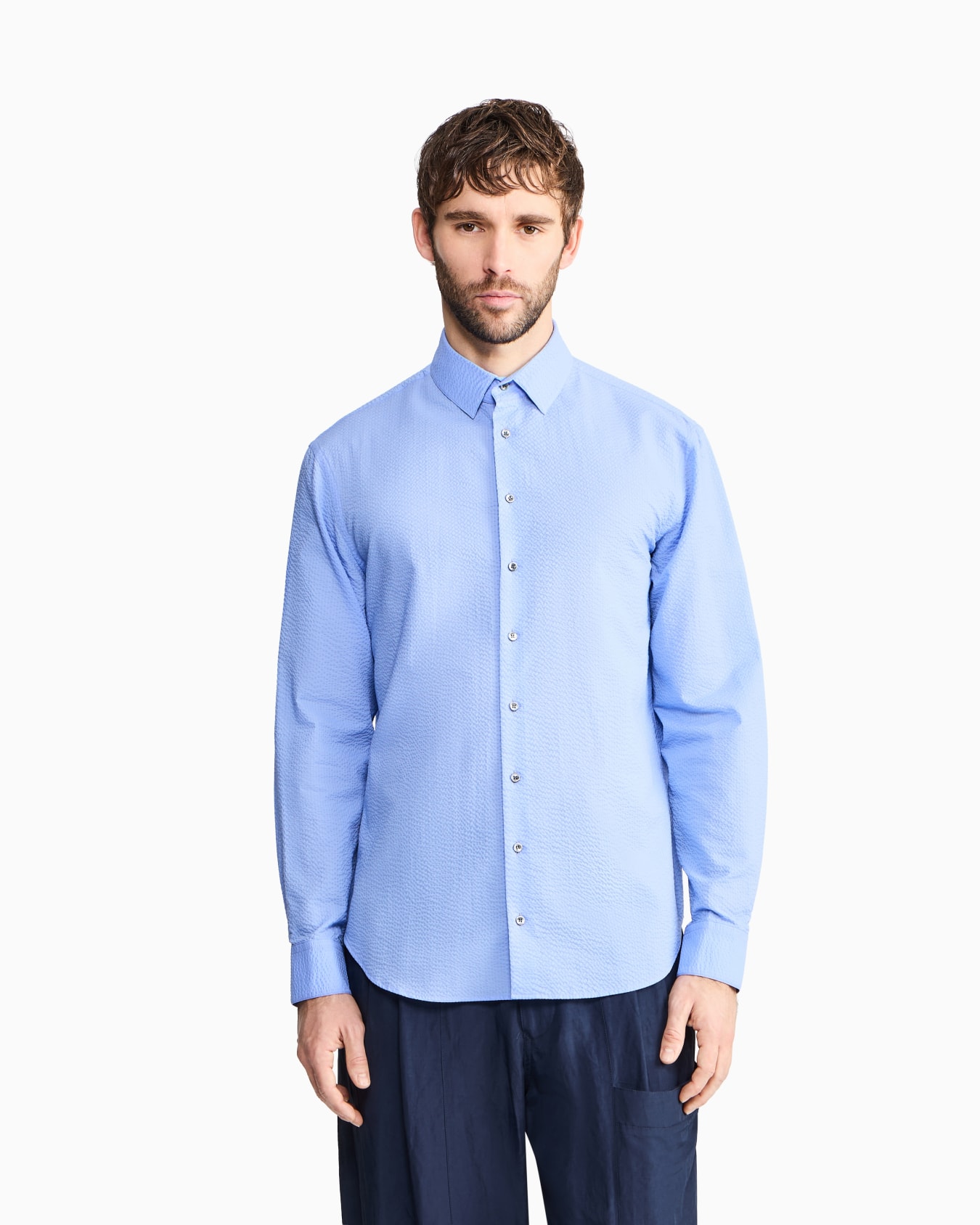 Regular-fit cotton-seersucker shirt Slide 3