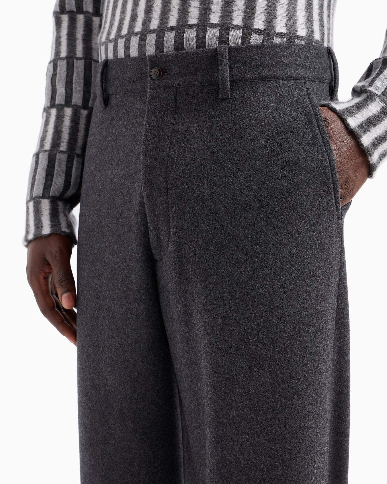 Pure wool fleece flat-front trousers Slide 5