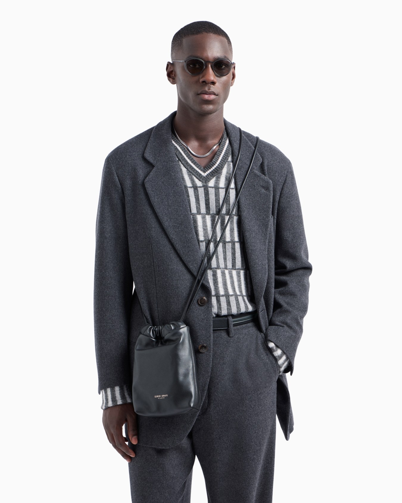 Pure wool fleece flat-front trousers Slide 6