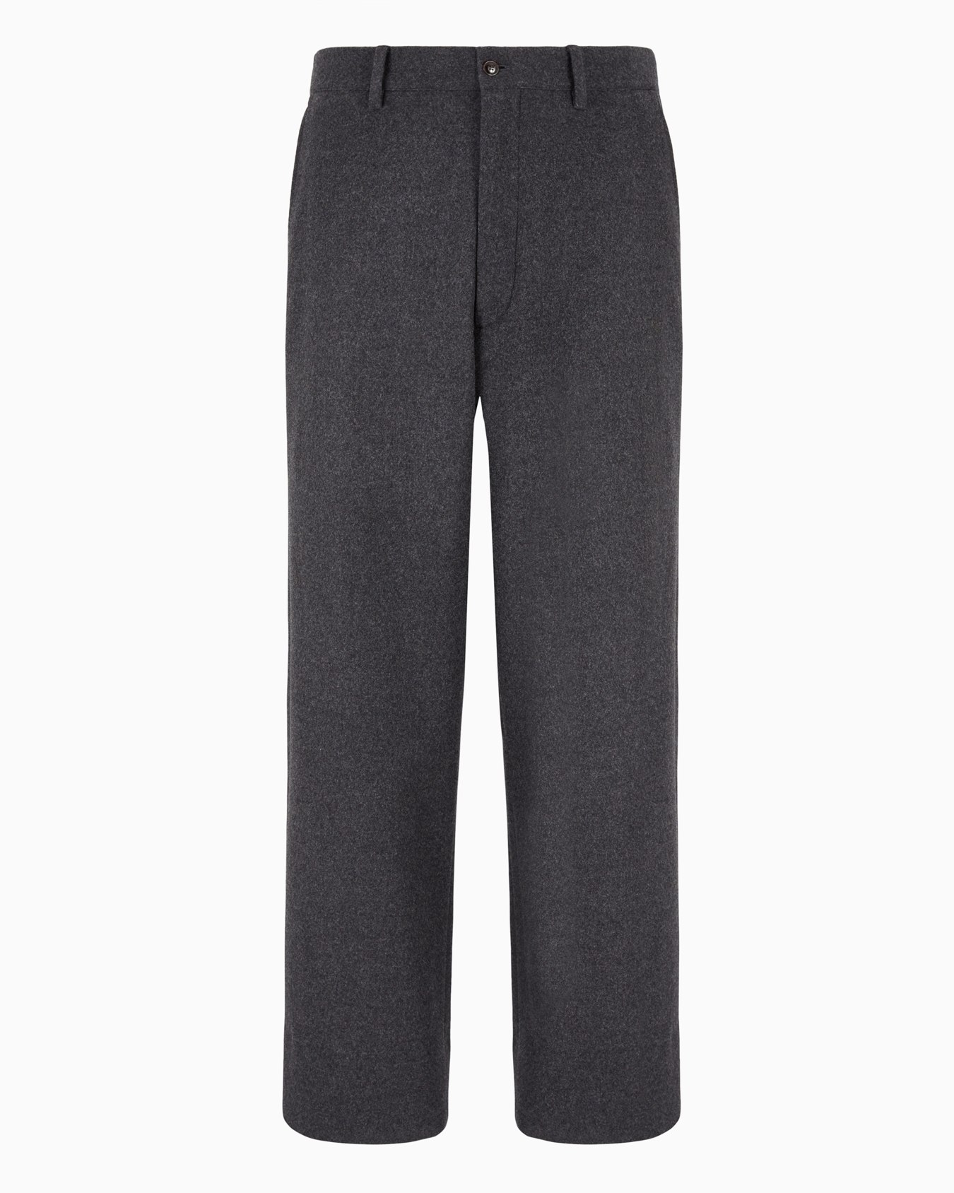 Pure wool fleece flat-front trousers Slide 0