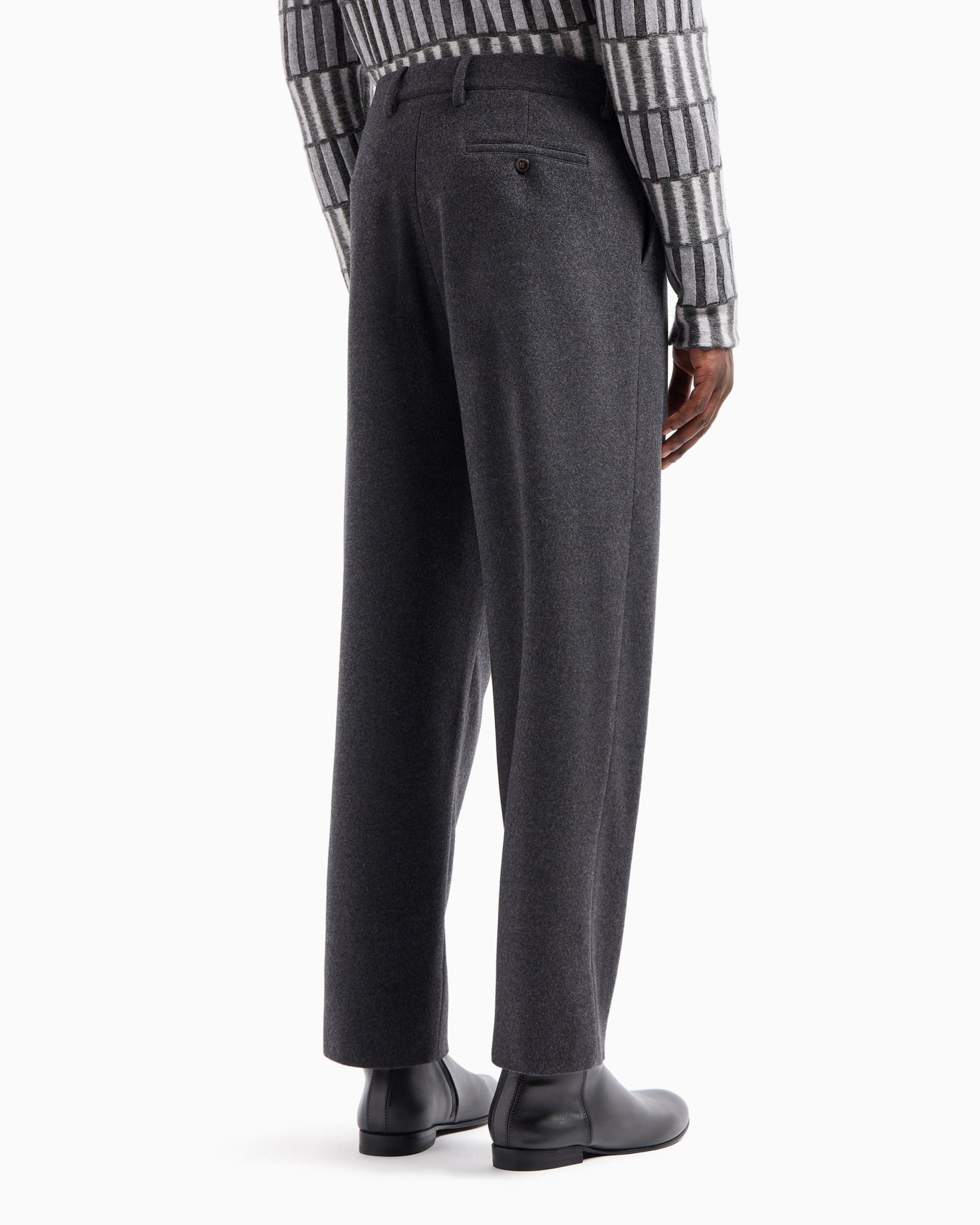 Pure wool fleece flat-front trousers Slide 3