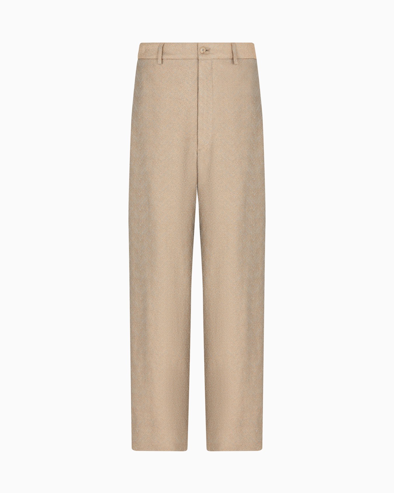 Flat-front trousers in viscose, linen and silk jacquard Slide 0
