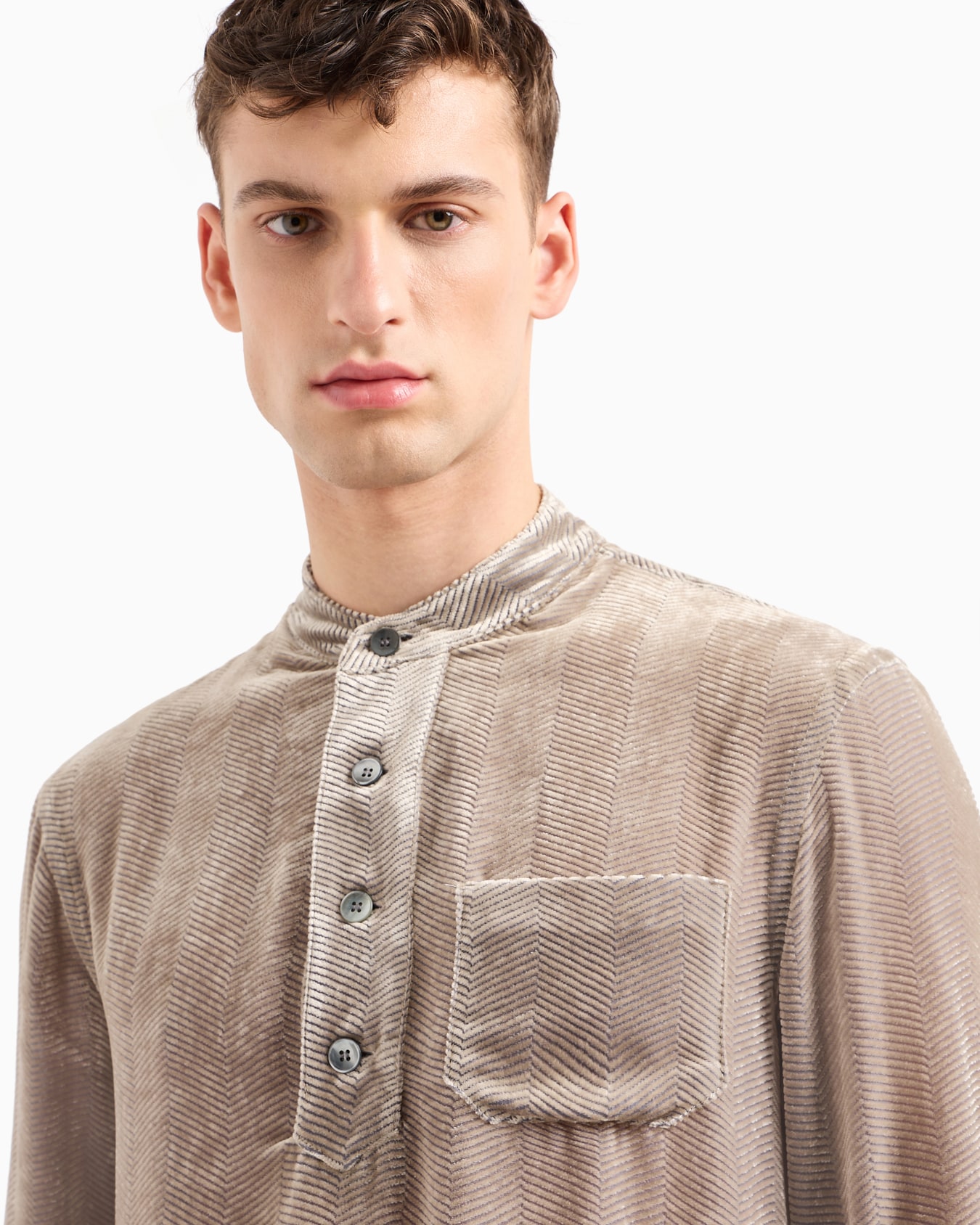 シャツ ベルベット オパール加工シェブロンモチーフ スライドする 5