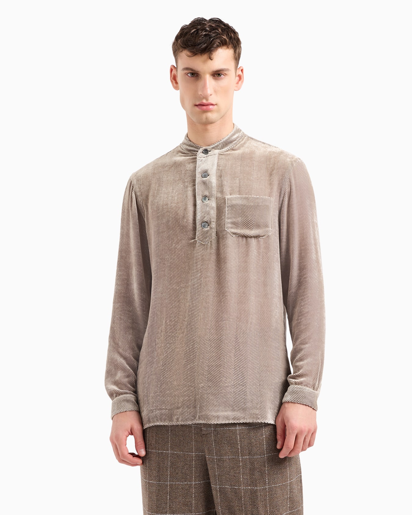 シャツ ベルベット オパール加工シェブロンモチーフ スライドする 2