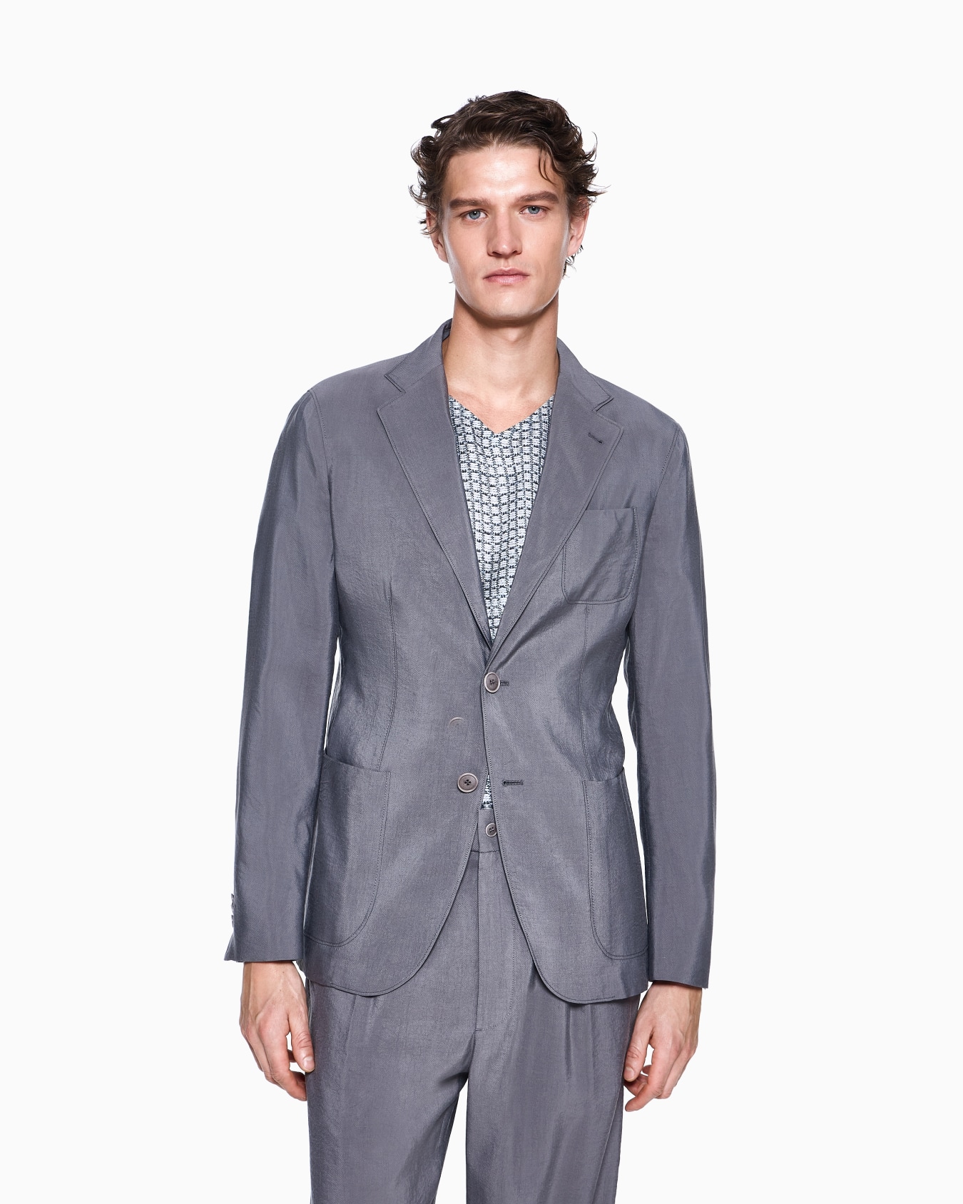 Upton Line single-breasted jacket in washed silk Slide 3