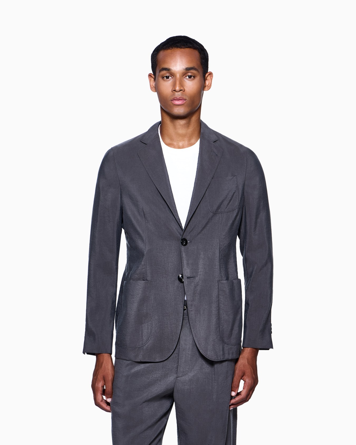 Upton Line single-breasted jacket in washed silk Slide 3