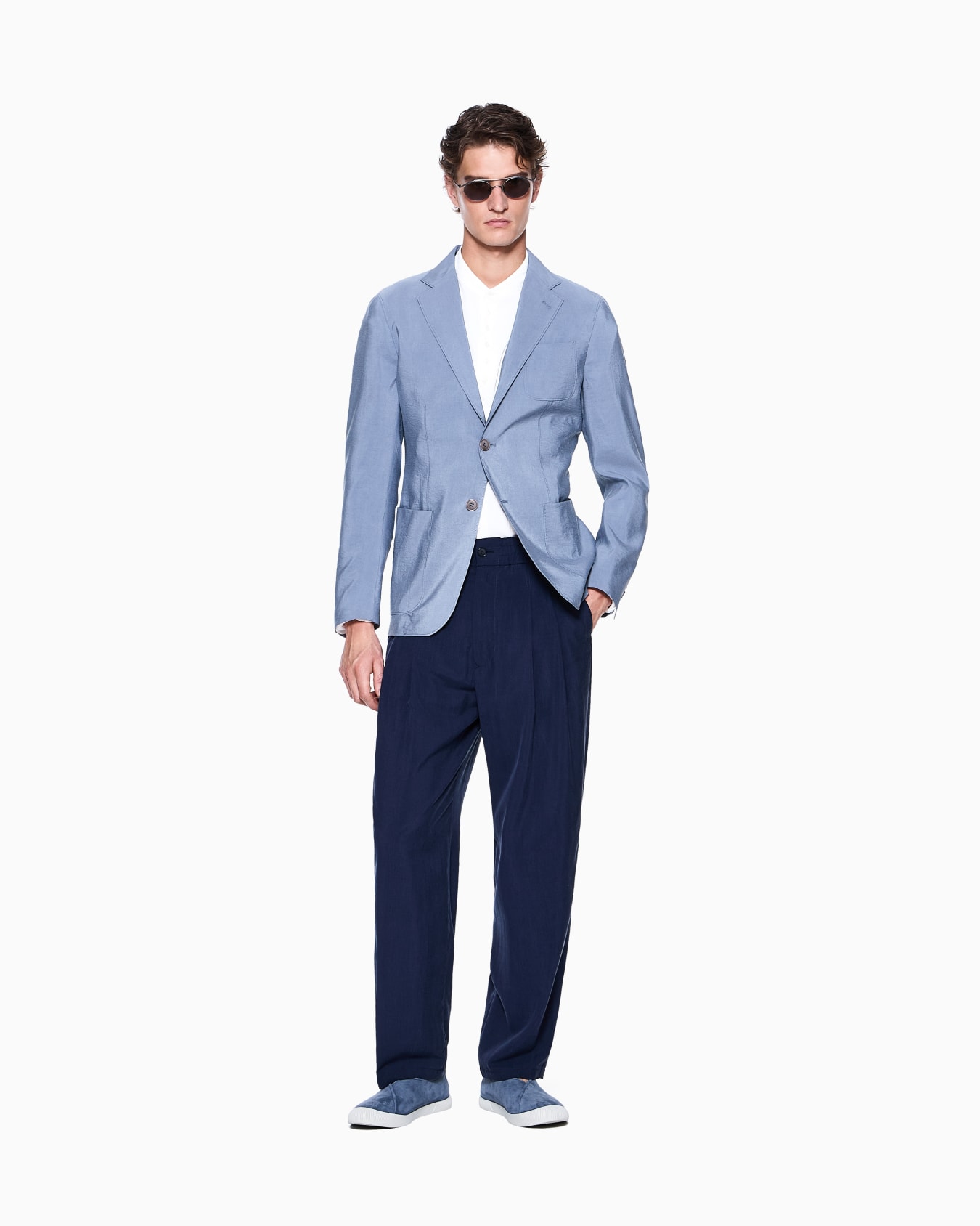 Upton Line single-breasted jacket in washed silk Slide 1