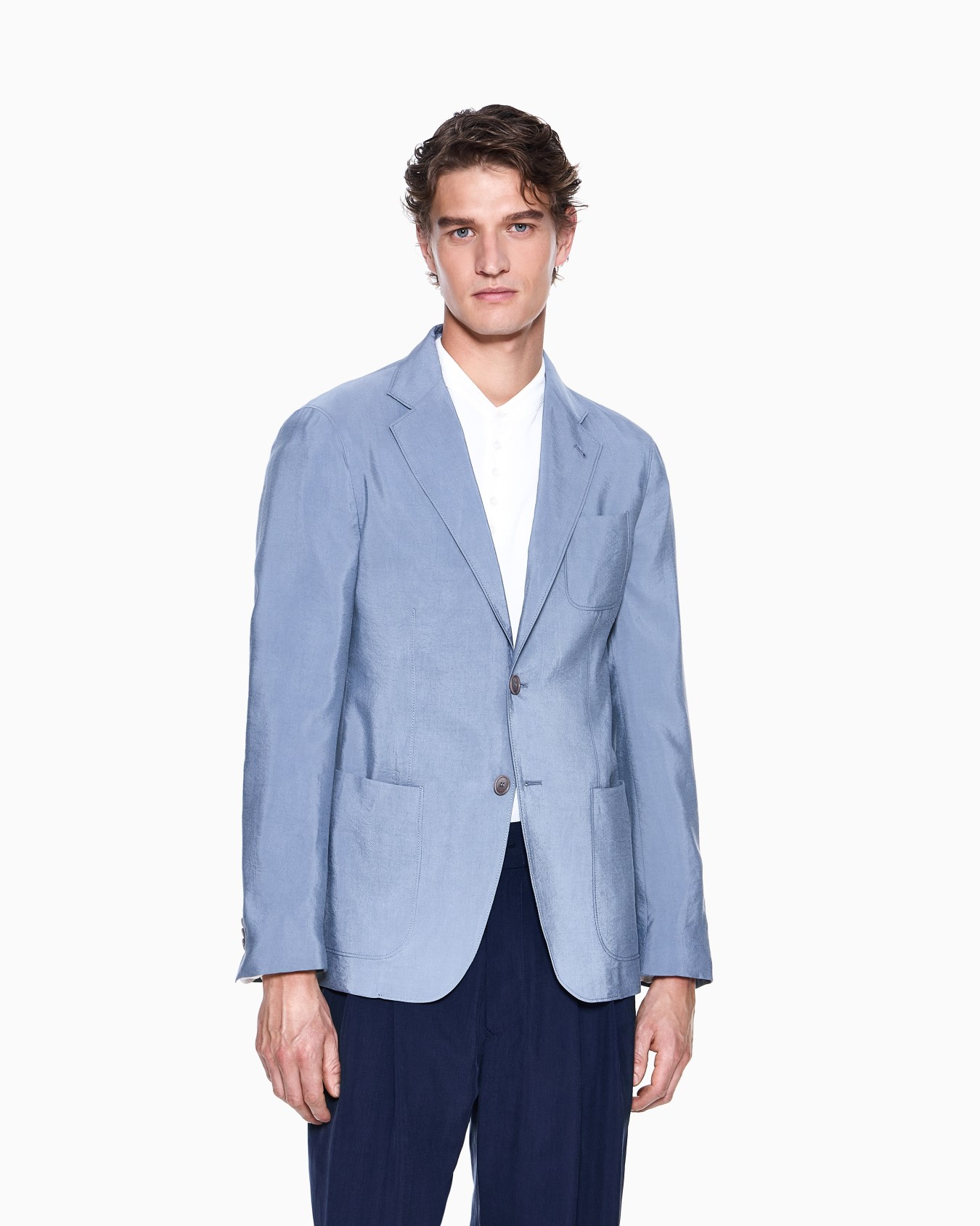 Upton Line single-breasted jacket in washed silk Slide 3