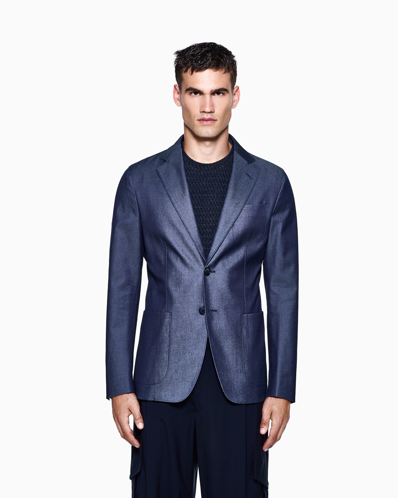 Upton Line single-breasted jacket in denim-effect serge Slide 3